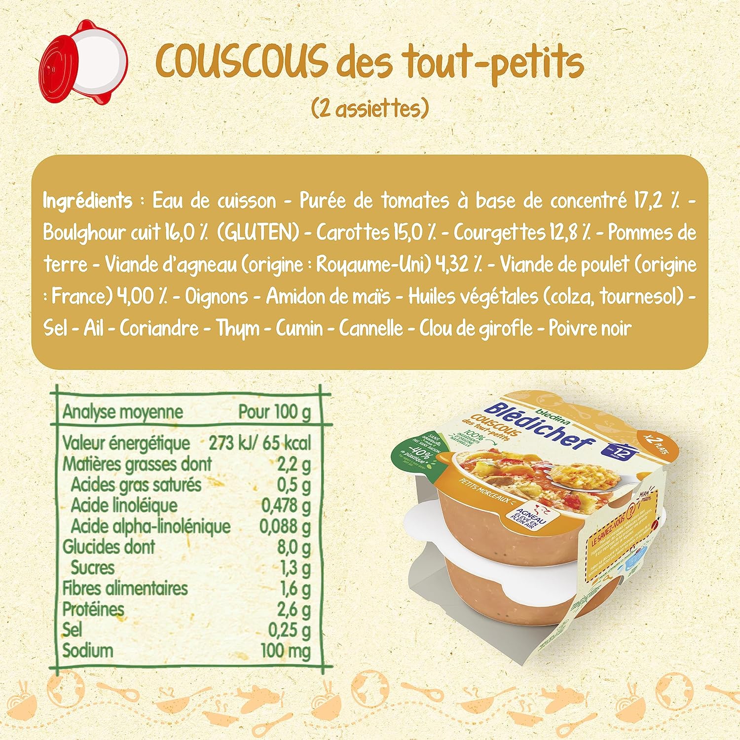 Detalle de Blédichef Midi et Soir — 8 petits plats pour bébé dès 12 mois (4 recettes), pack de 8