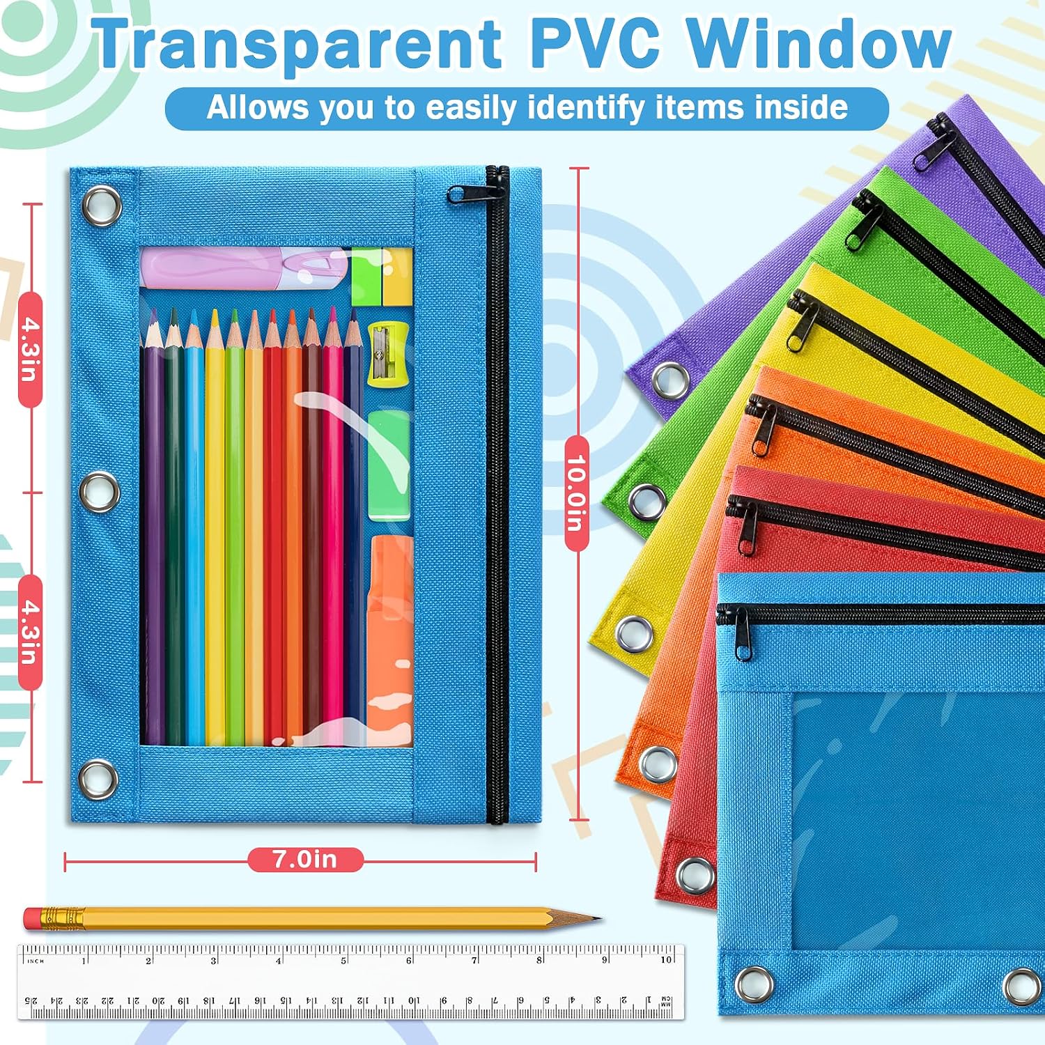 Detalle 2 de 3-Ring Binder Pencil Pouches, 96-Pack
