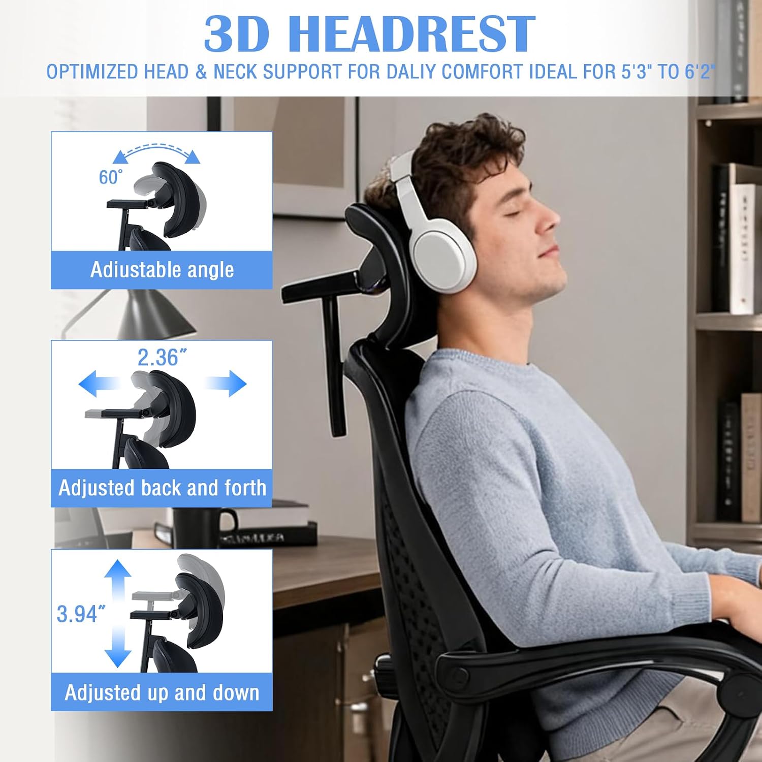 Thumbnail 4 de Ergonomic Office Chair with Footrest, Mesh Back