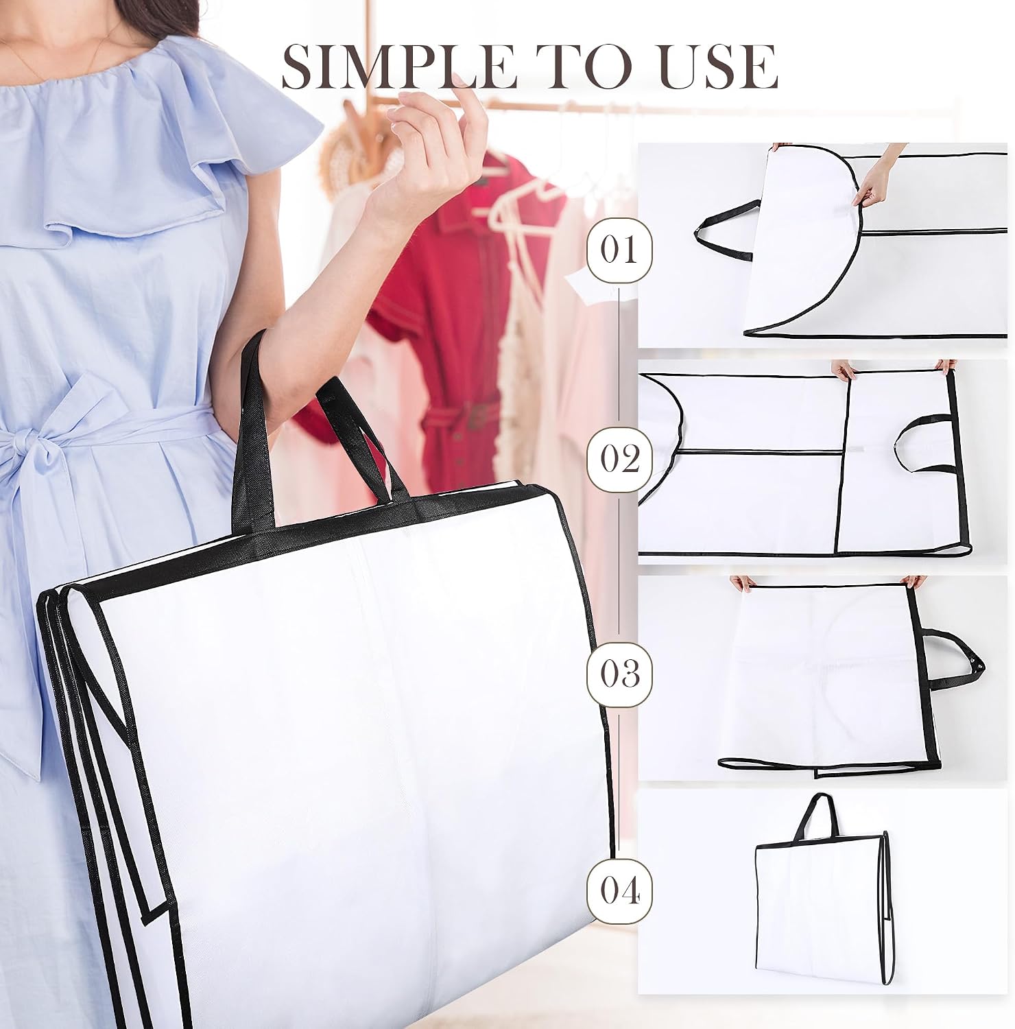 Detalle de AiQInu Borsa Porta Abiti Lungo 180x60 cm – Custodia antipolvere pieghevole con finestra PVC
