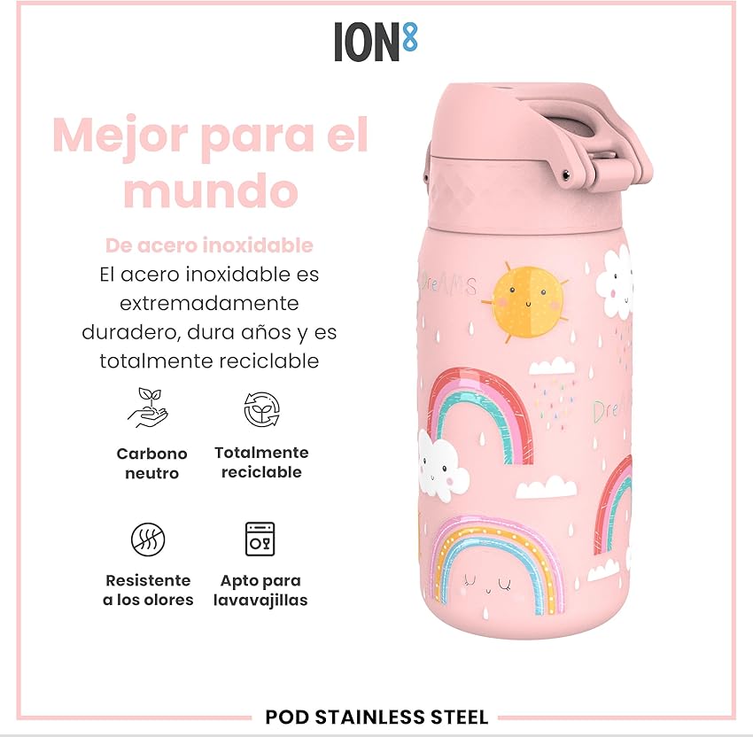 Detalle 1 de ion8 Botella Agua Inox 400 ml para niños 🚰