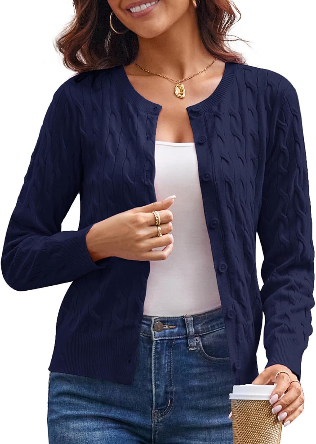 Detalle de GRACE KARIN Cable Knit Cardigan Sweater