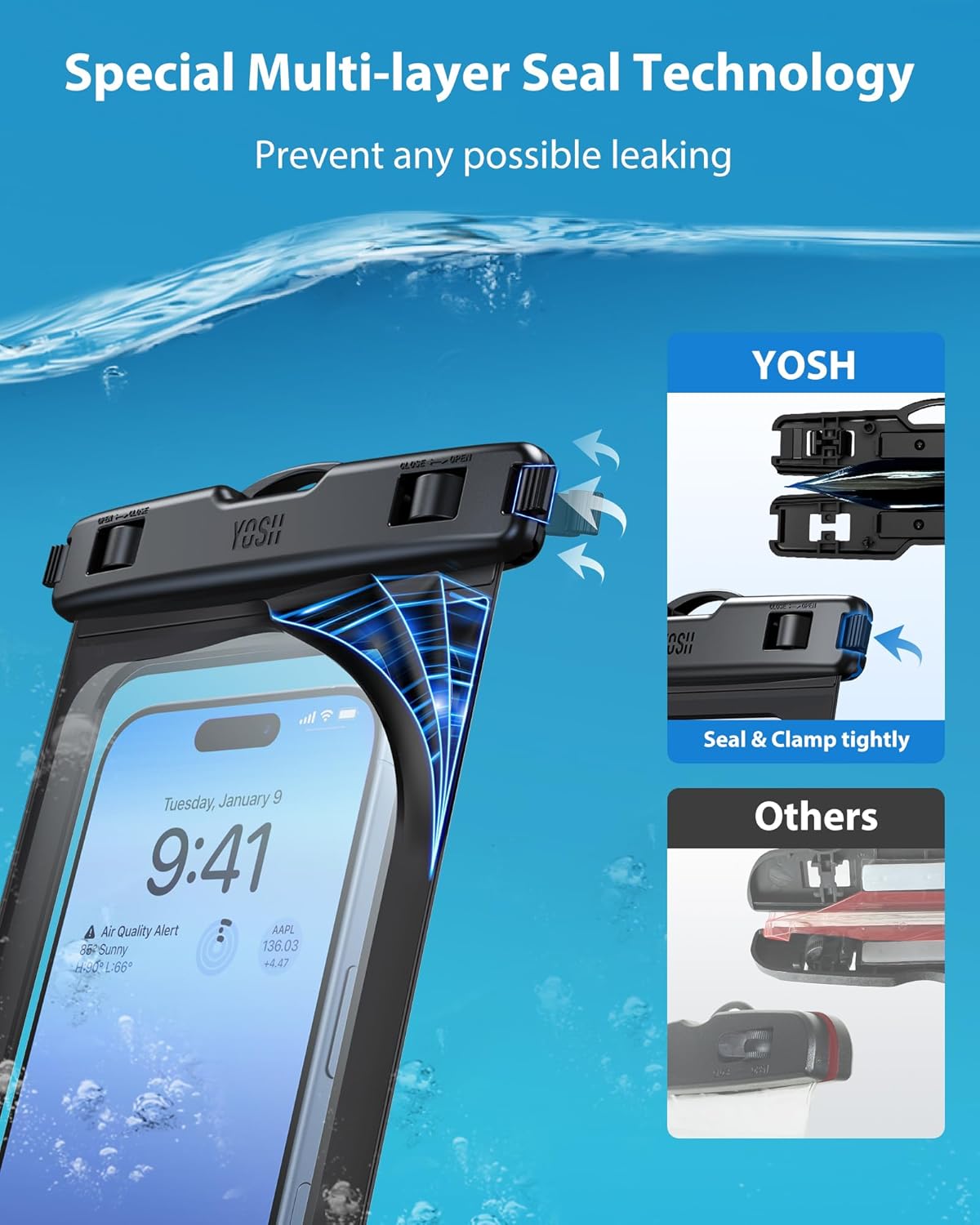 Detalle de YOSH Pochette Étanche Smartphone IPX8 – Pochette universelle jusqu’à 7,0" (lot de 2)