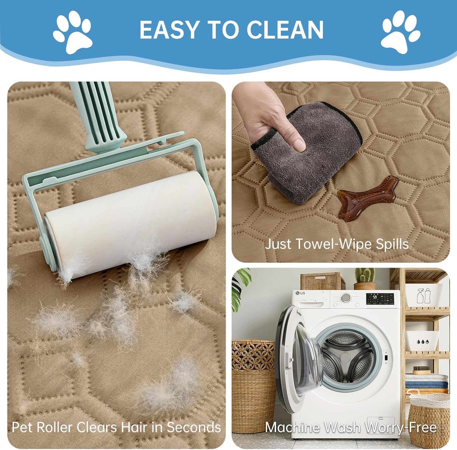 Thumbnail 3 de Guchuang Waterproof Dog Blanket (97×190 cm) – Anti-slip, washable sofa and bed cover in khaki