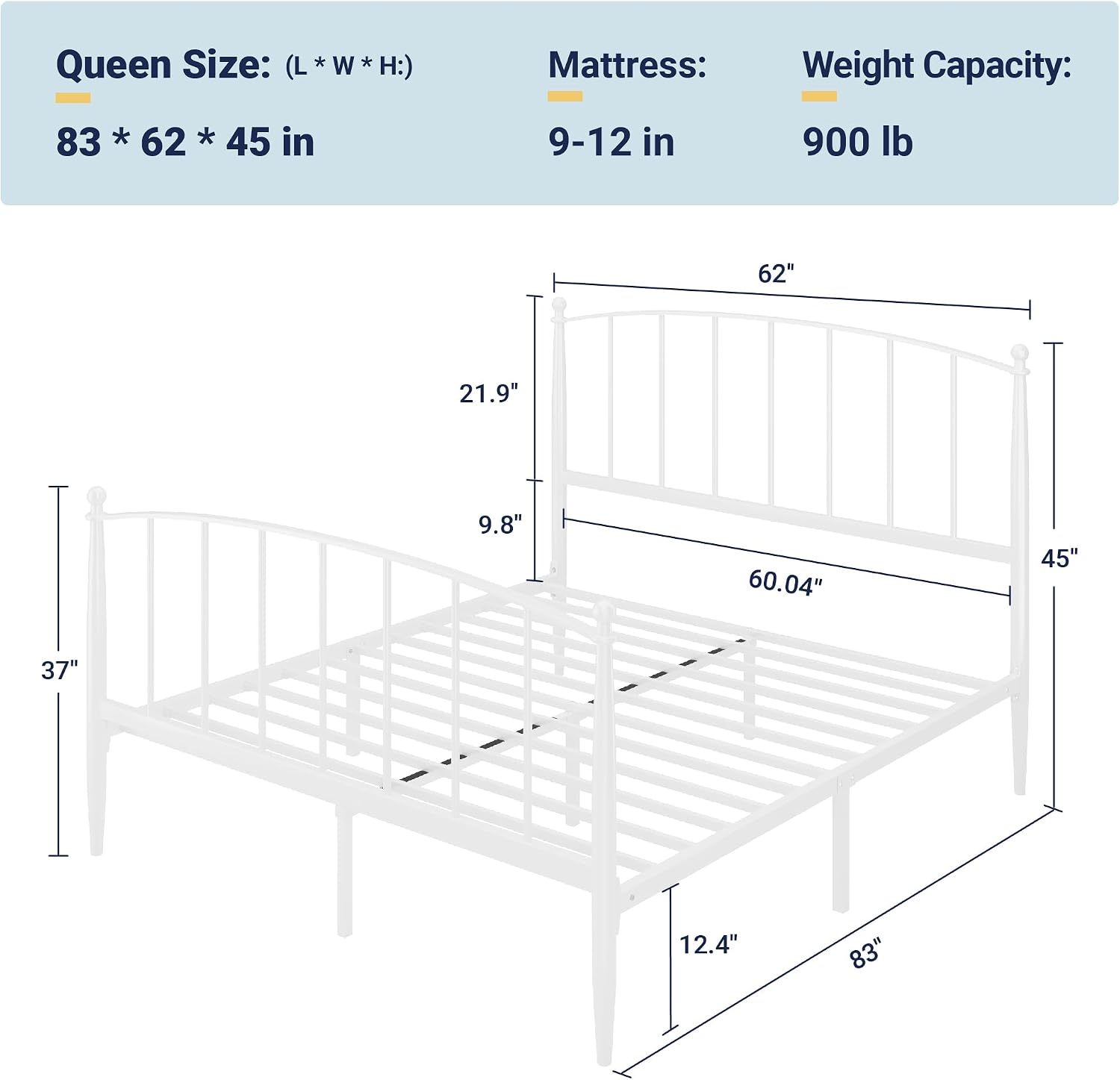 Detalle 2 de Allewie Metal Queen Bed Frame