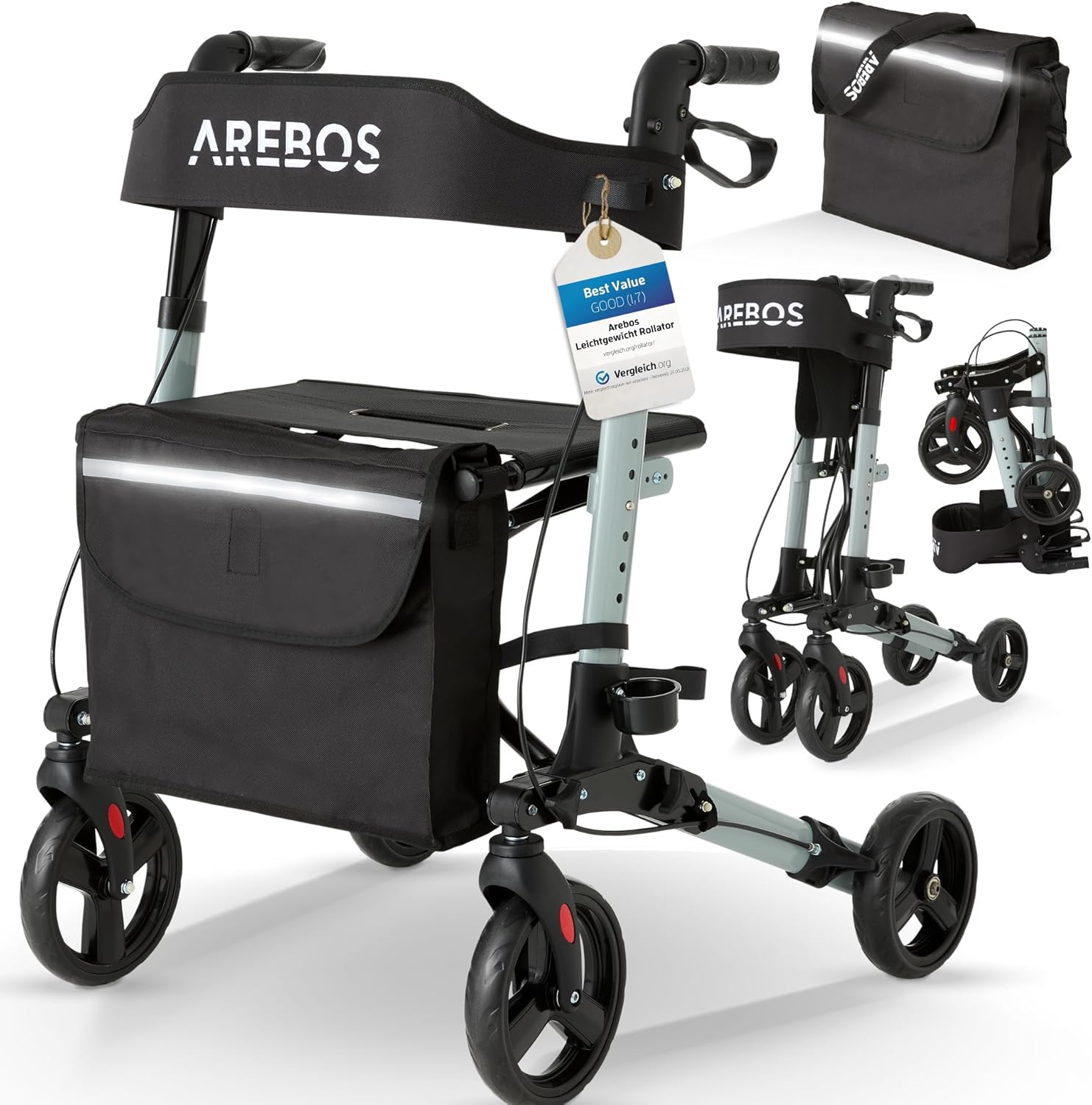 Arebos Leichtgewicht Rollator Aluminium