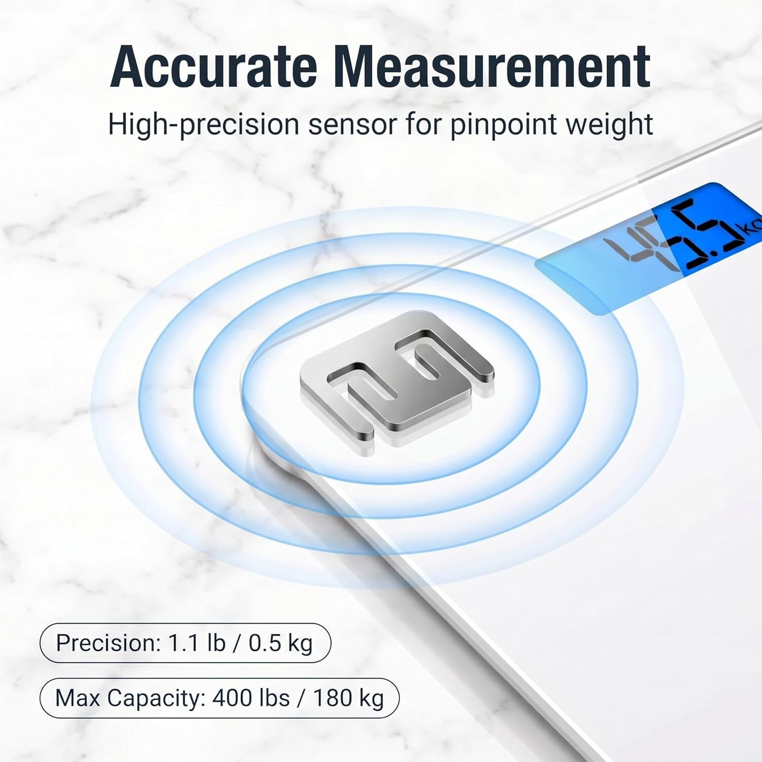 Detalle de HomeFashion HFitness digital bathroom scale (180kg capacity) with backlit display