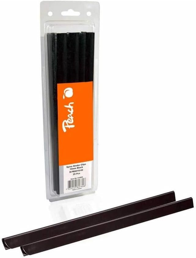 Detalle 1 de Peach Klemmschienen A4 (8 mm) für ca. 40 Blatt – 25 Stück, schwarz