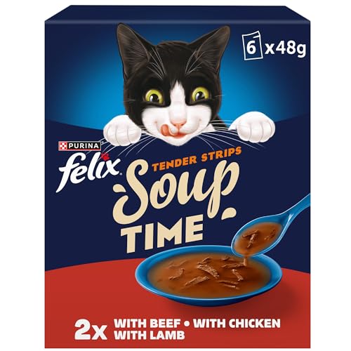 Detalle de FELIX Soup Tender Strips Farm Selection Wet Cat Food 6x48g (Pack of 8)
