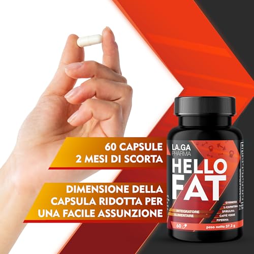 Detalle de HelloFat di LA.GA: Integratore con Spirulina, L-Tirosina e Arancio Amaro – 60 capsule