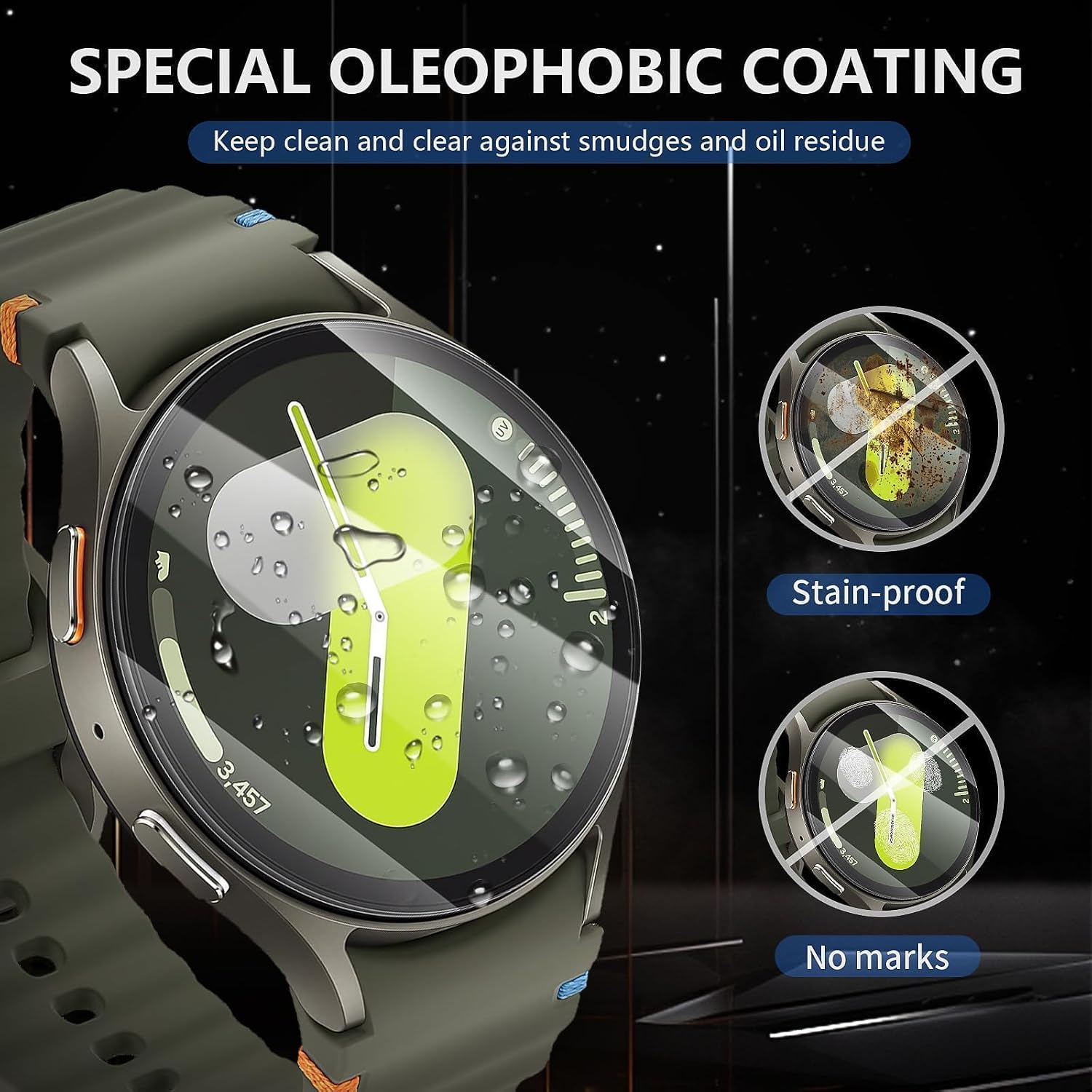Detalle de Diruite 4-Pack Tempered Glass Screen Protectors for Samsung Galaxy Watch 7/6/5/4 (44mm)