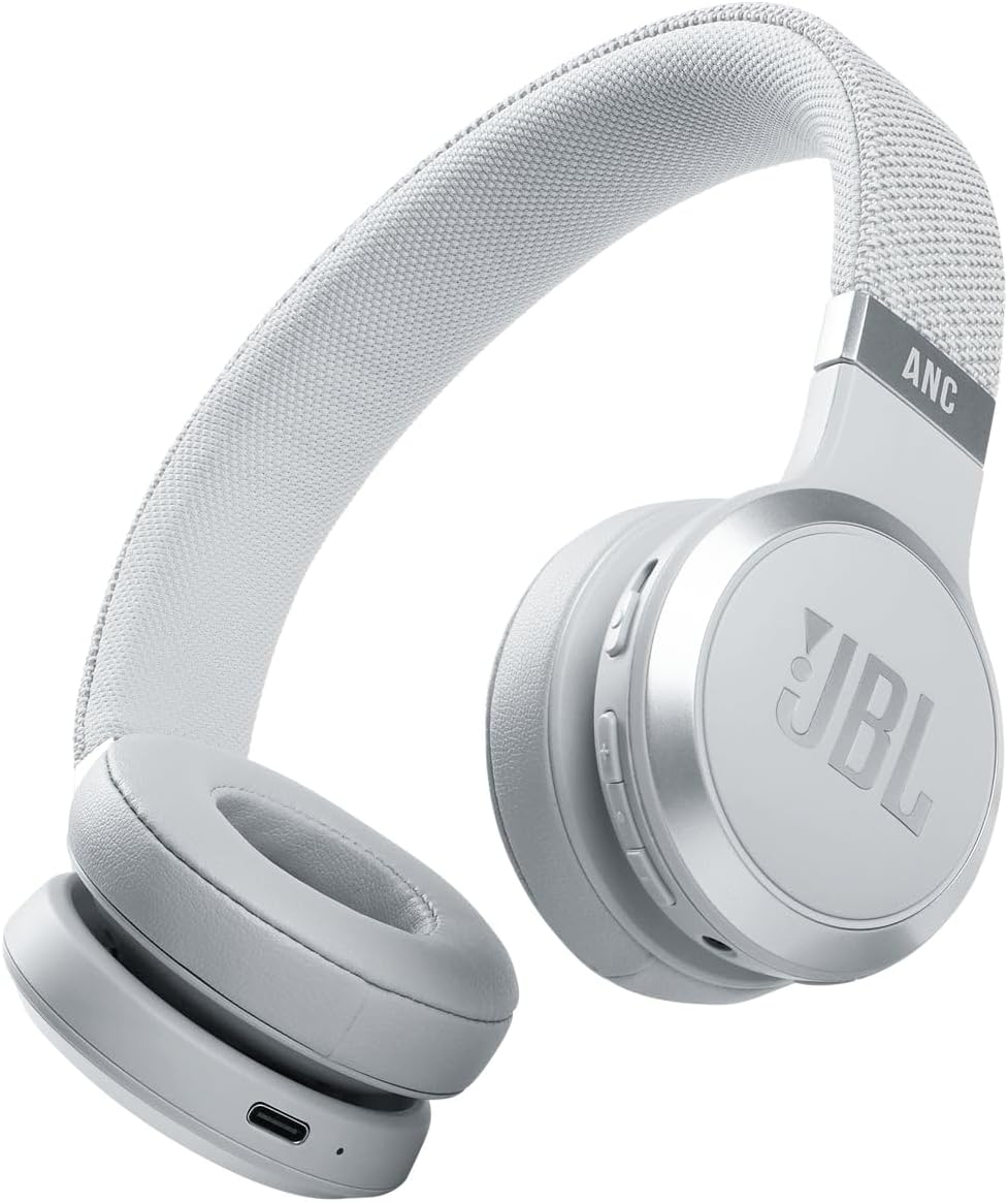Detalle de JBL Live 460NC Blanc – Casque sans fil à réduction de bruit et autonomie jusqu’à 50 h