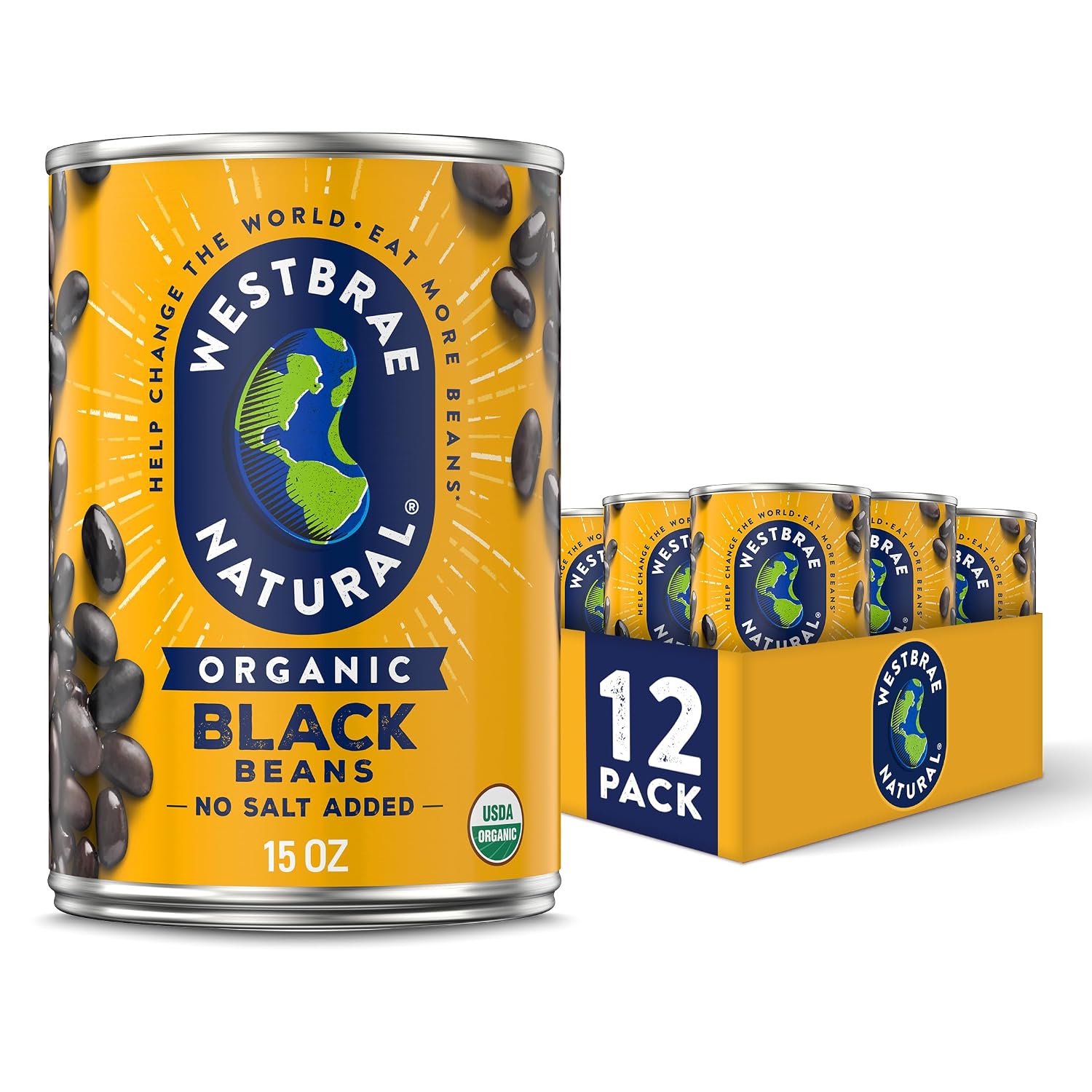 Detalle de Westbrae Natural Organic Black Beans, 15 oz Cans, Pack of 12