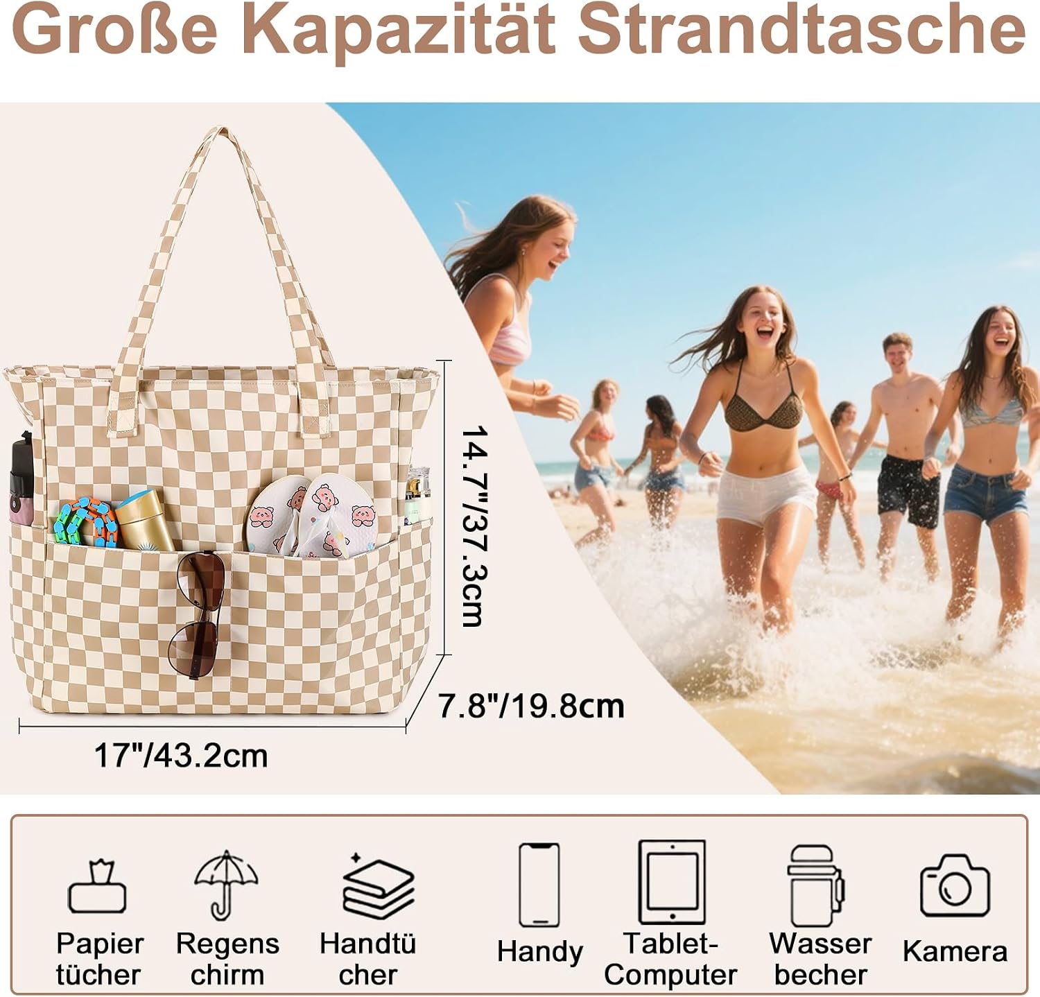 Thumbnail 3 de LEDAOU Strandtasche 45 l für Strand & Pool
