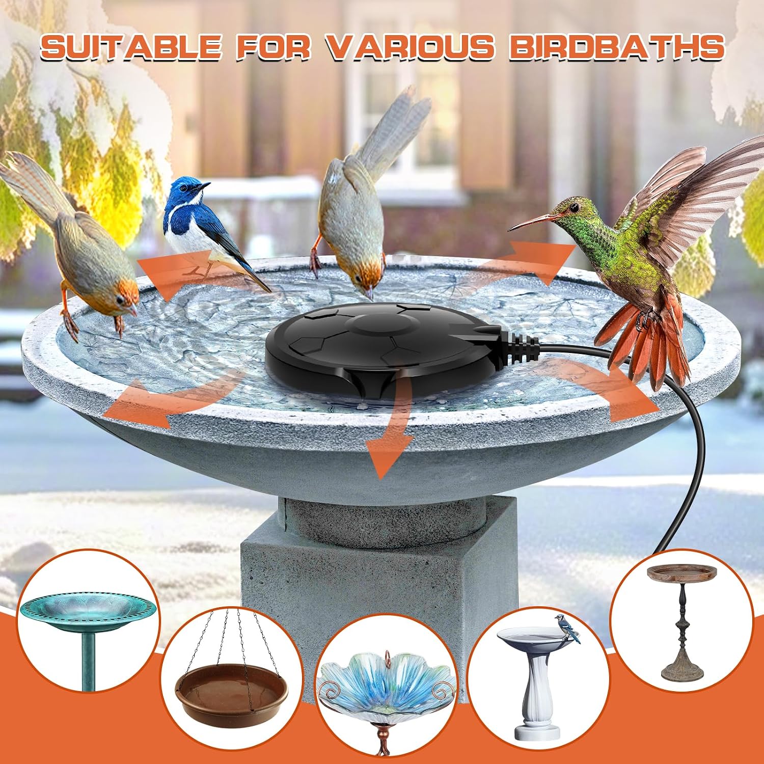 Detalle de Daoeny 120W Bird Bath Heater with Thermostat and 5 ft Cord