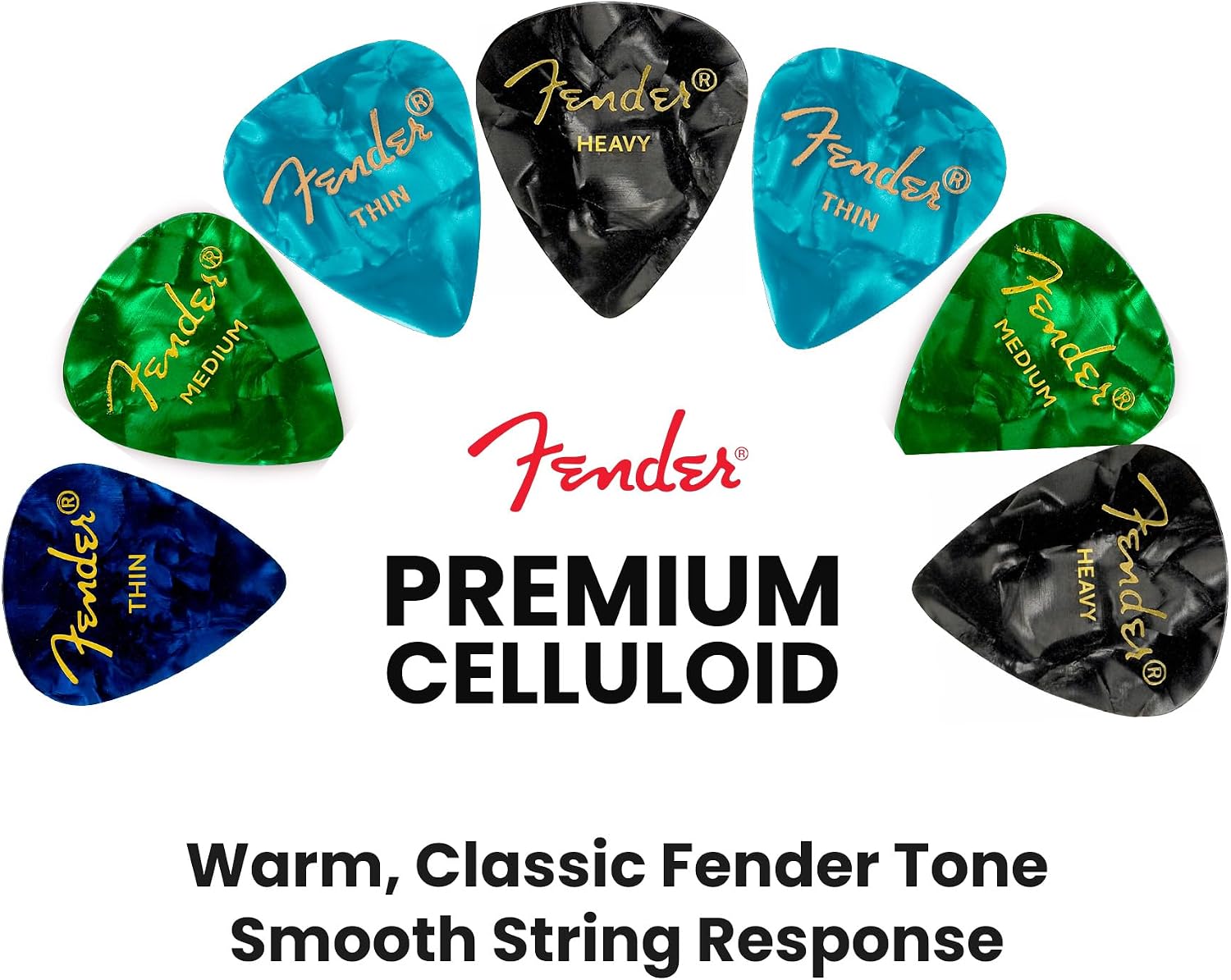 Detalle de Fender Premium Picks Sampler 12 Pack: Thin, Medium & Heavy Gauges (Austin Bazaar Exclusive)