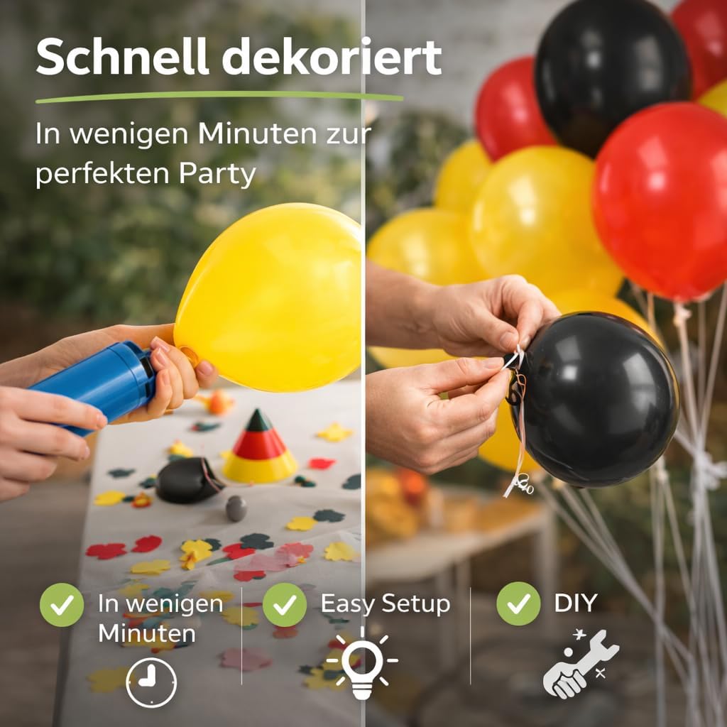 Detalle de 50x Luftballons Ø 35 cm Deutschland – WM 2026 Dekoration, Fanartikel