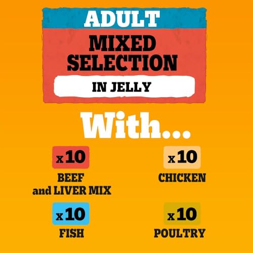 Thumbnail 6 de Pedigree Adult Dog Food Pouches Mixed Selection in Jelly 40 x 100 g Mega Pack