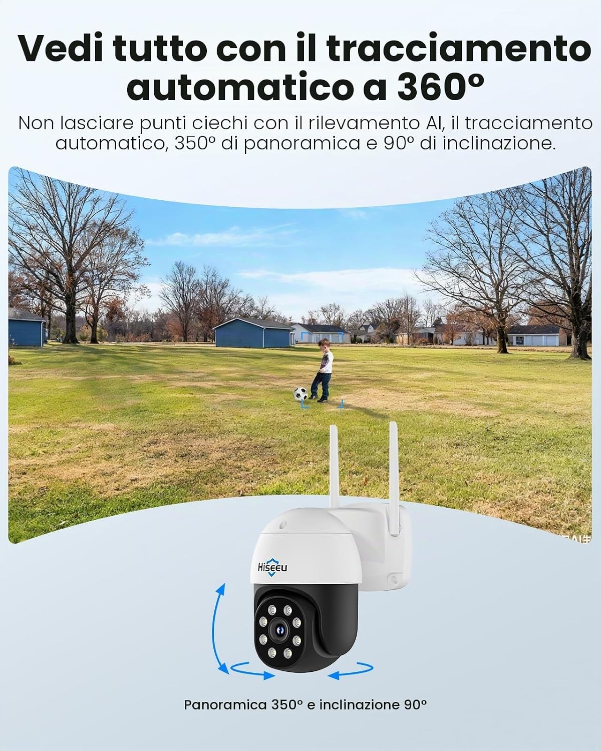 Thumbnail 2 de Hiseeu Telecamera di Sorveglianza Esterna 8MP 4K PTZ WiFi con Visione Notturna a Colori e Rilevamento Umani