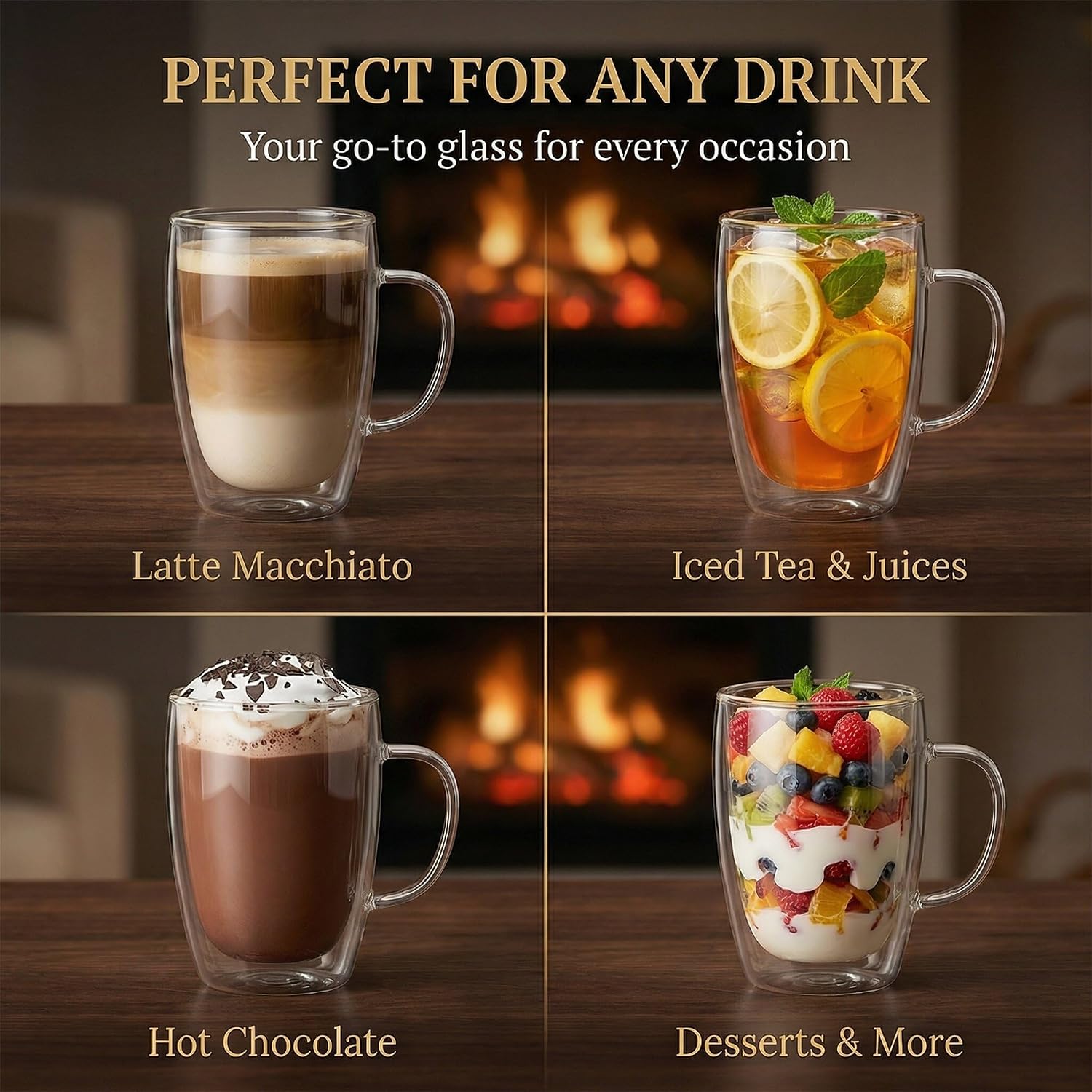Detalle de GOODS+GADGETS Double-Walled Borosilicate Glass Cups, 300 ml, Set of 6