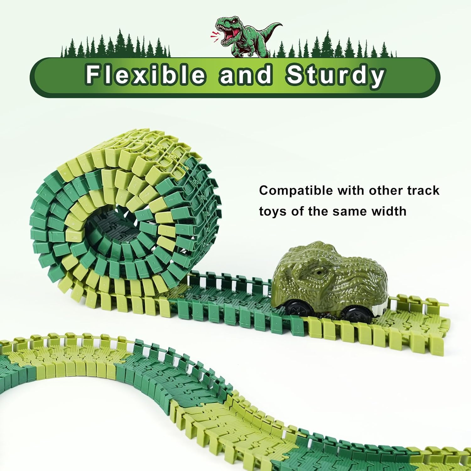 Thumbnail 4 de ToyFuntasy 96-Piece Dinosaur Flexible Track Expansion Kit
