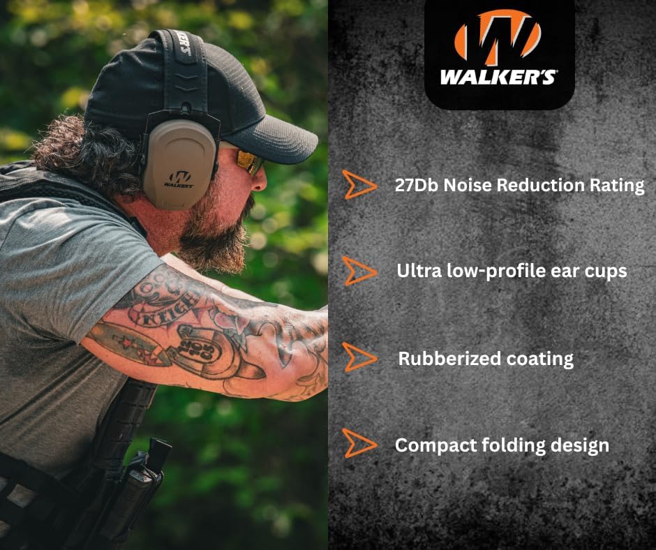 Thumbnail 2 de Walker’s Razor Slim Passive Earmuffs Ultra Low Profile 27dB NRR — Lightweight Hearing Protection for Youth and Women Shooters