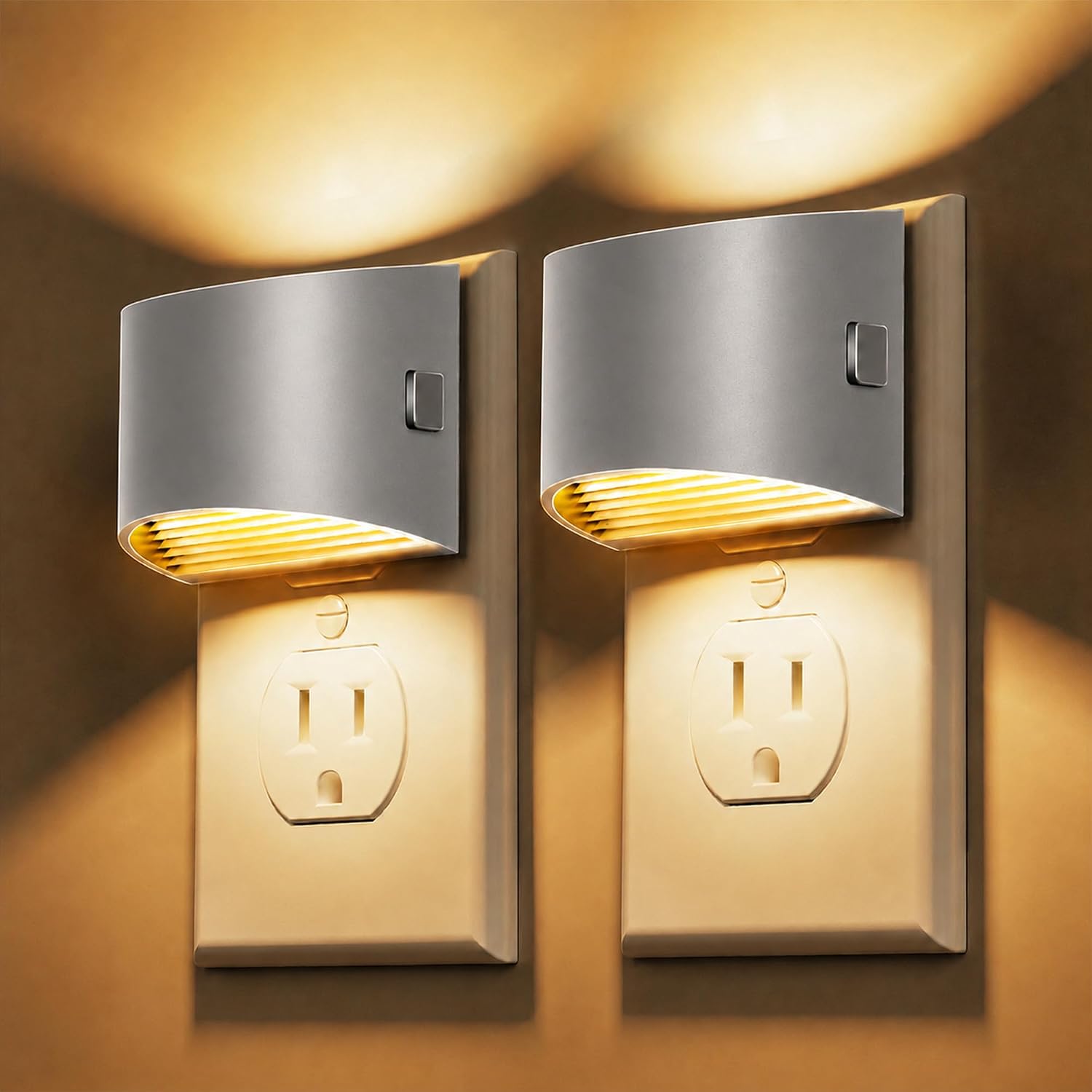 Detalle de L LOHAS LED GY10702ZGY1US-2 Plug-In Night Lights, 3-Level Dimming, 3000K, 2-Pack