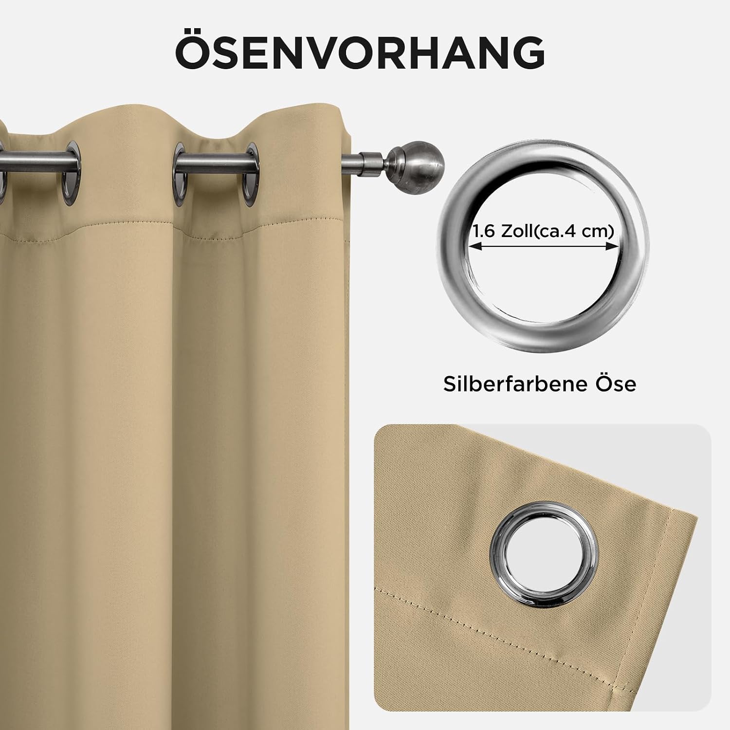 Detalle 2 de Joydeco Blickdichte Vorhänge 2er Set 137 cm