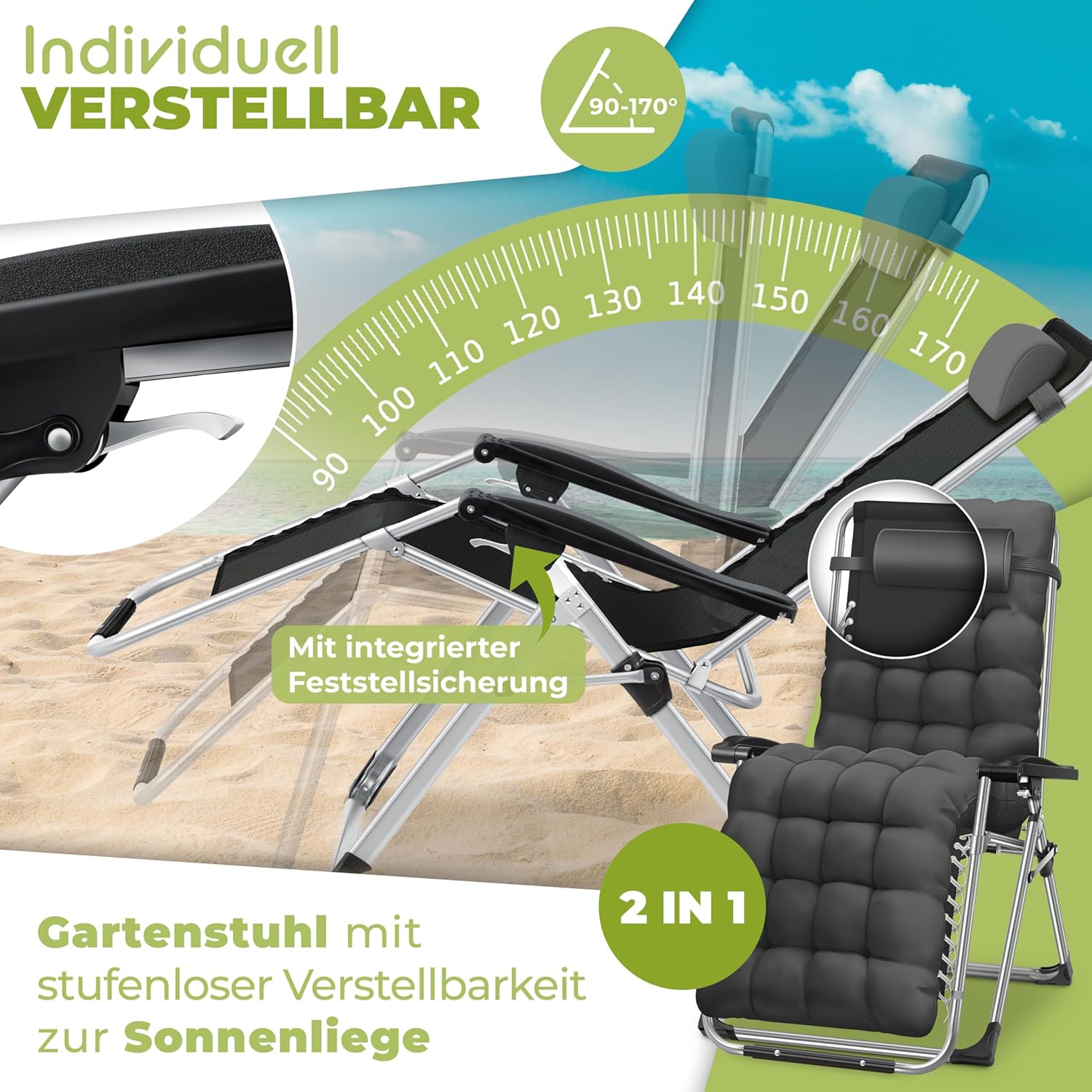 Thumbnail 5 de KESSER Sonnenliege 200 kg belastbar 🏖