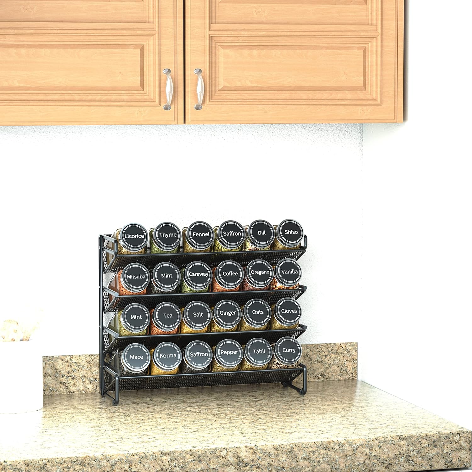 Thumbnail 2 de SpaceAid 4-Tier Spice Rack Organizer with 24 Jars and 386 Labels