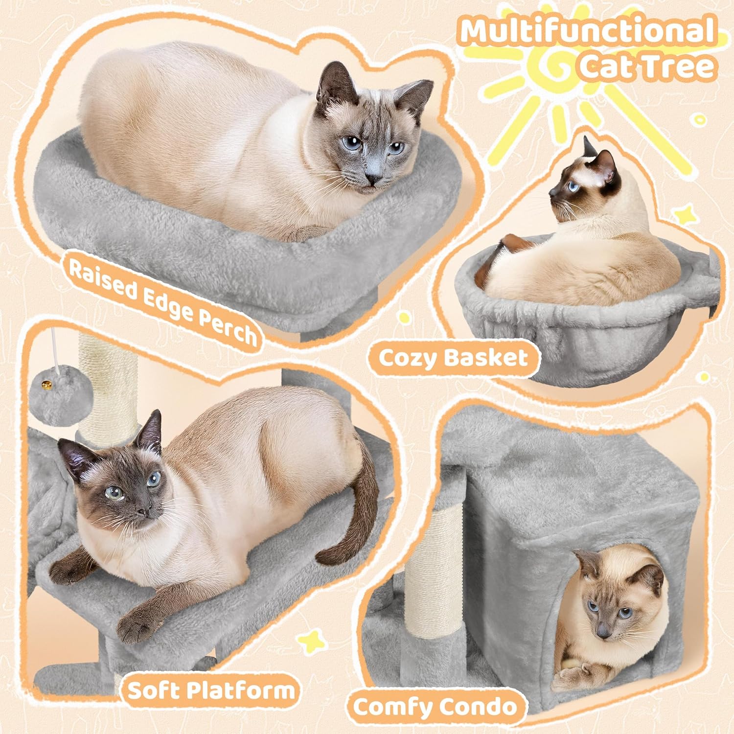Thumbnail 4 de Yaheetech Cat Tree 87cm Small Cat Tower Indoor – Multi‑Level Activity Centre for Kittens