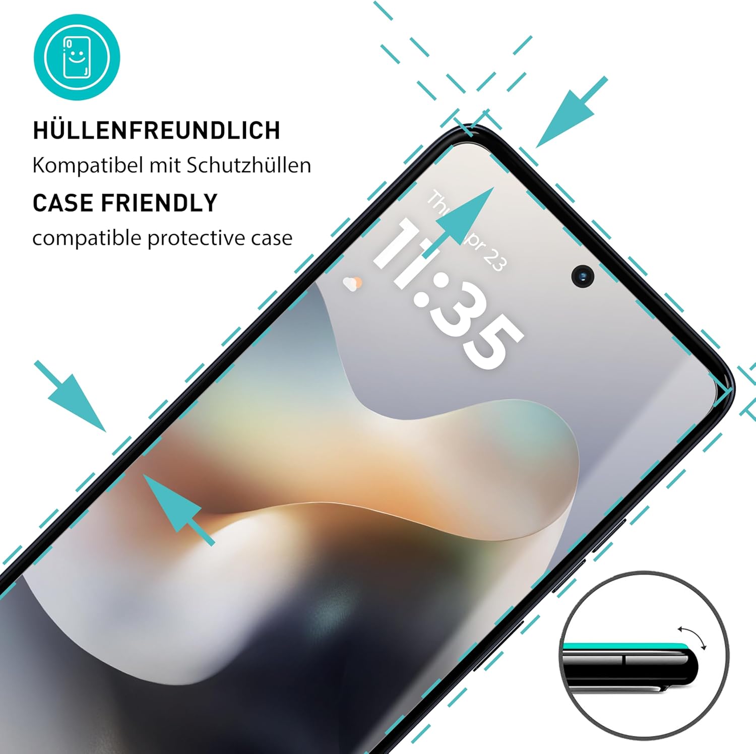 Detalle 2 de SmarTect Tempered Glass Screen Protector for Motorola Moto G56 5G, 3-Pack