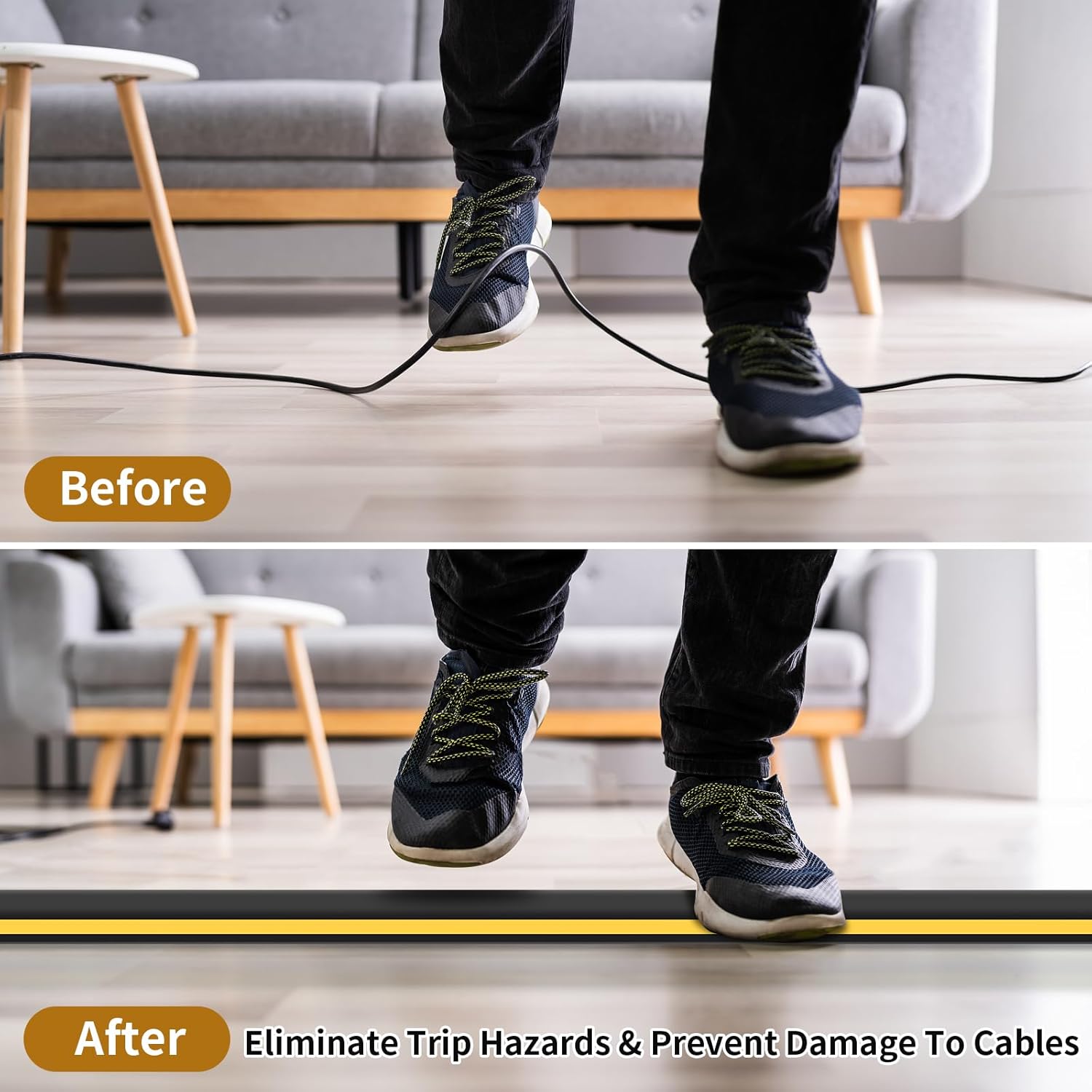 Detalle de Floor Cable Cover 2m – Self-Adhesive Rubber Cable Protector for Indoor and Outdoor Use