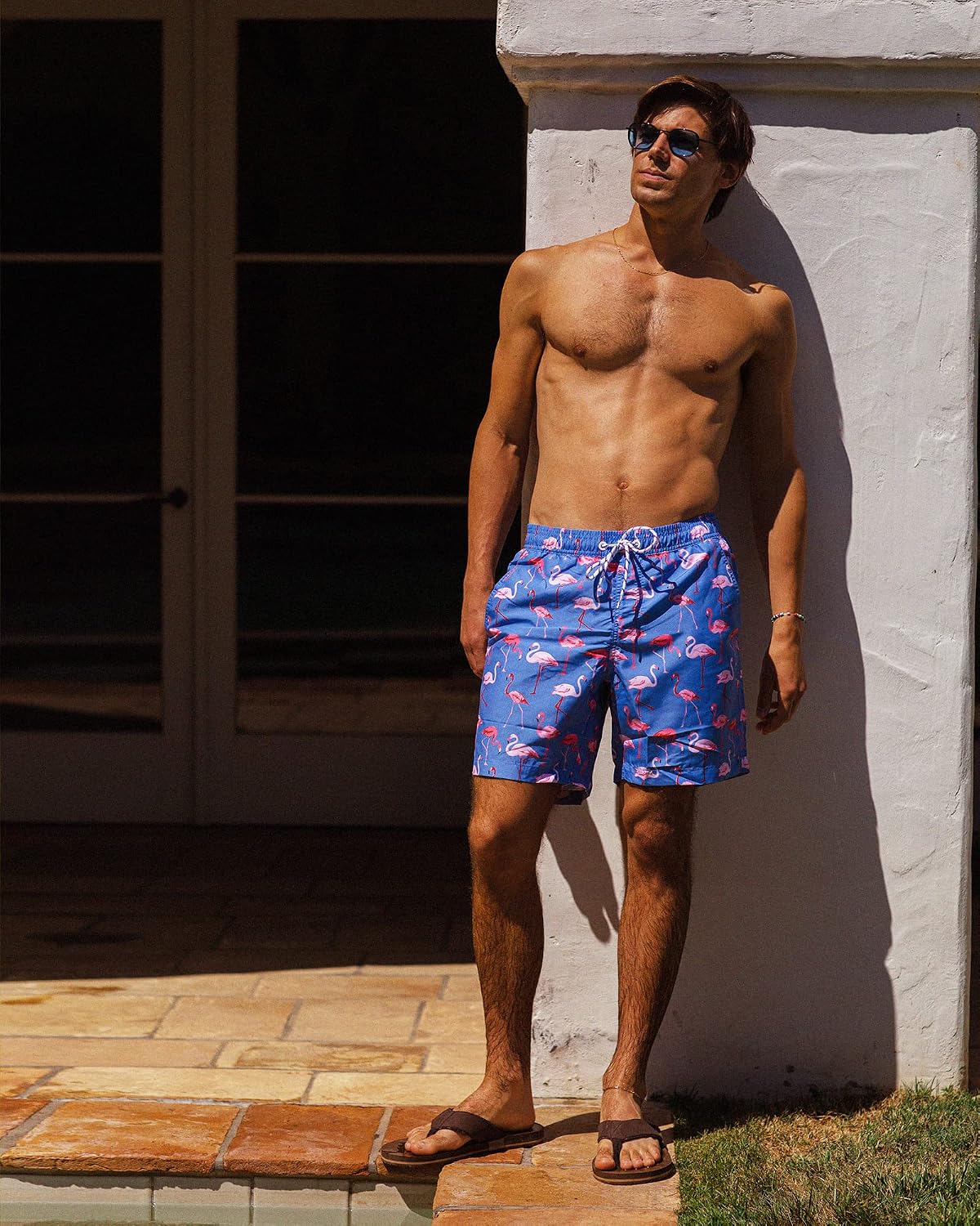 Detalle 2 de maamgic Men's Short Swim Trunks with Quick-Dry Design, Print and Mesh Lining