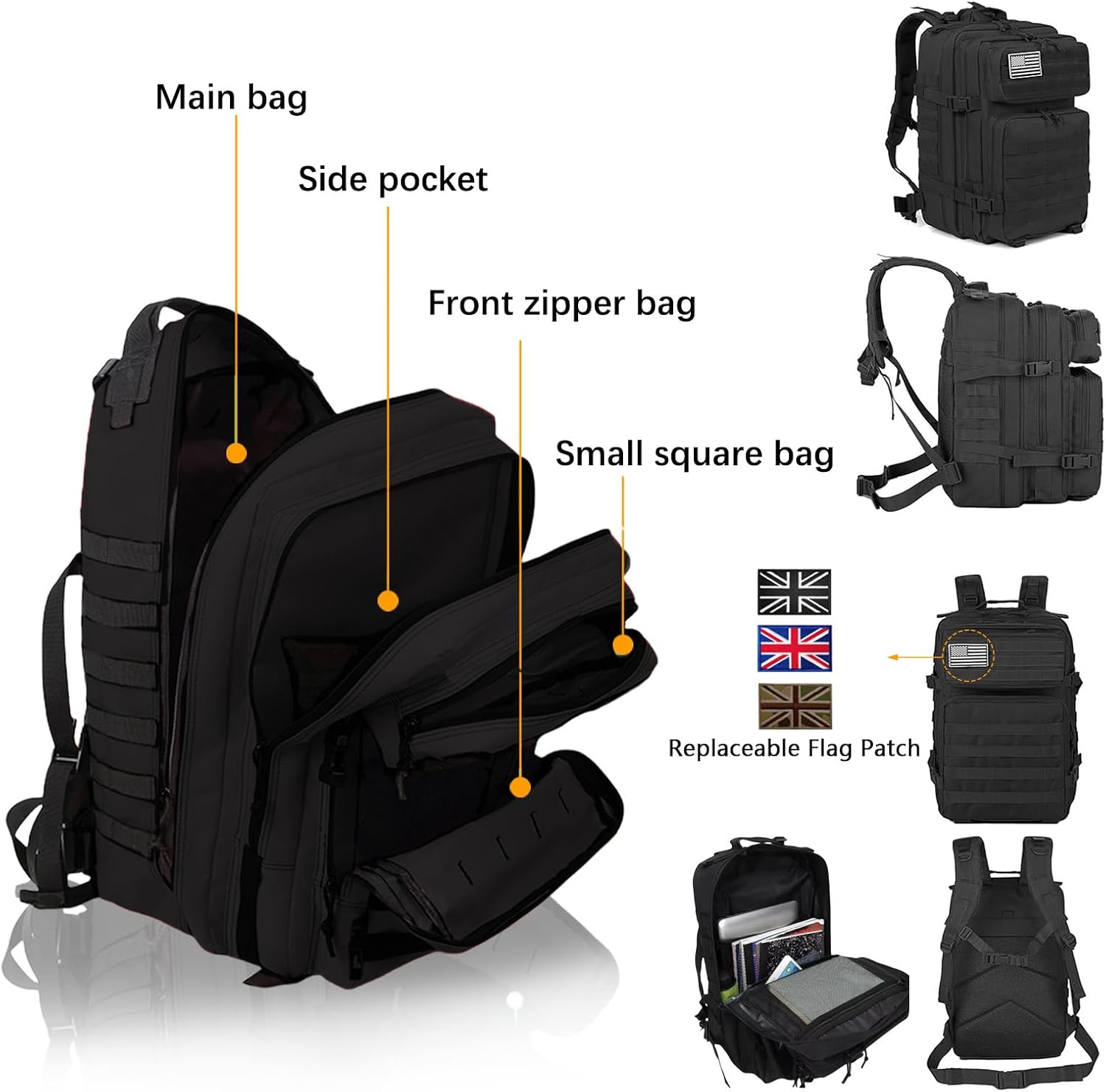 Detalle de Geebymol 45L Military Tactical Backpack (MOLLE) – 3 Day Assault Pack with Laptop Compartment
