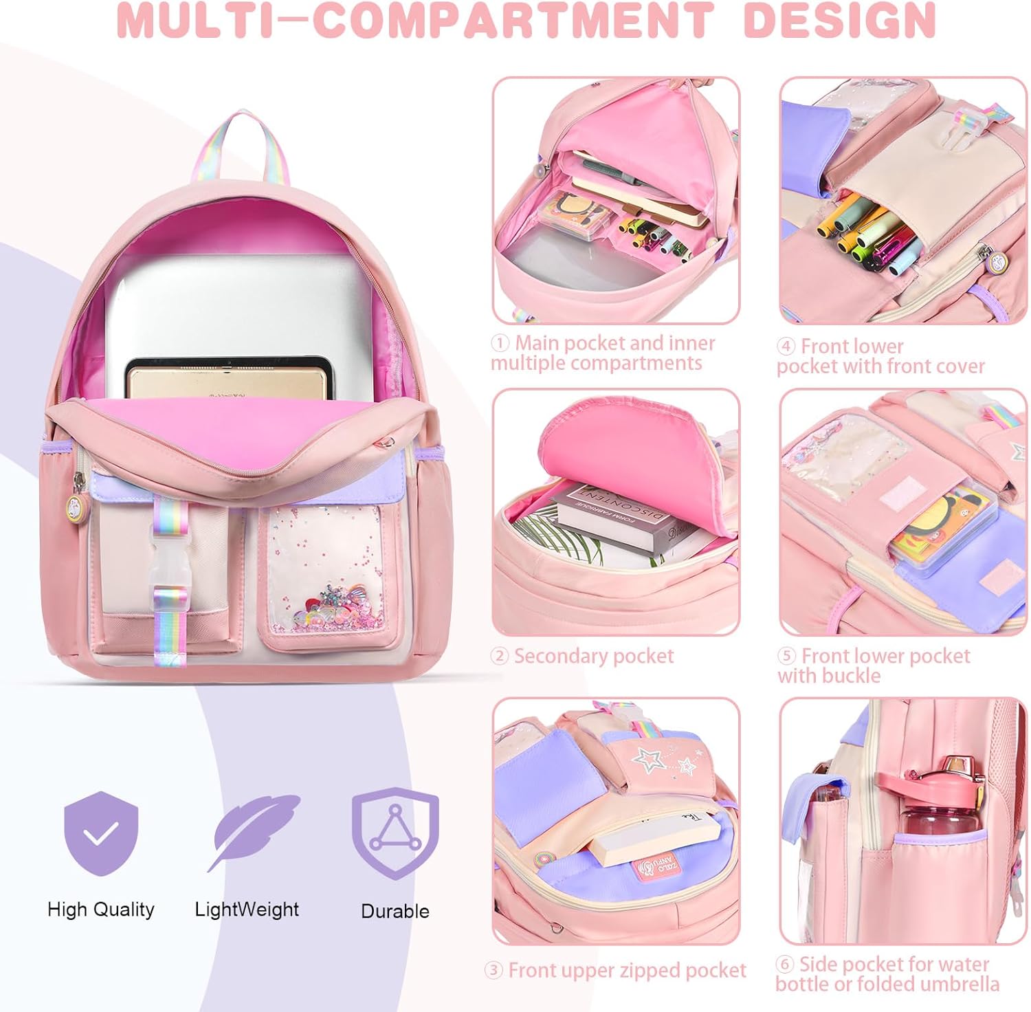 Thumbnail 4 de Aucuu Sac à Dos Enfant - Cartable Maternelle et Primaire, 19 L, Imperméable, pour Fille