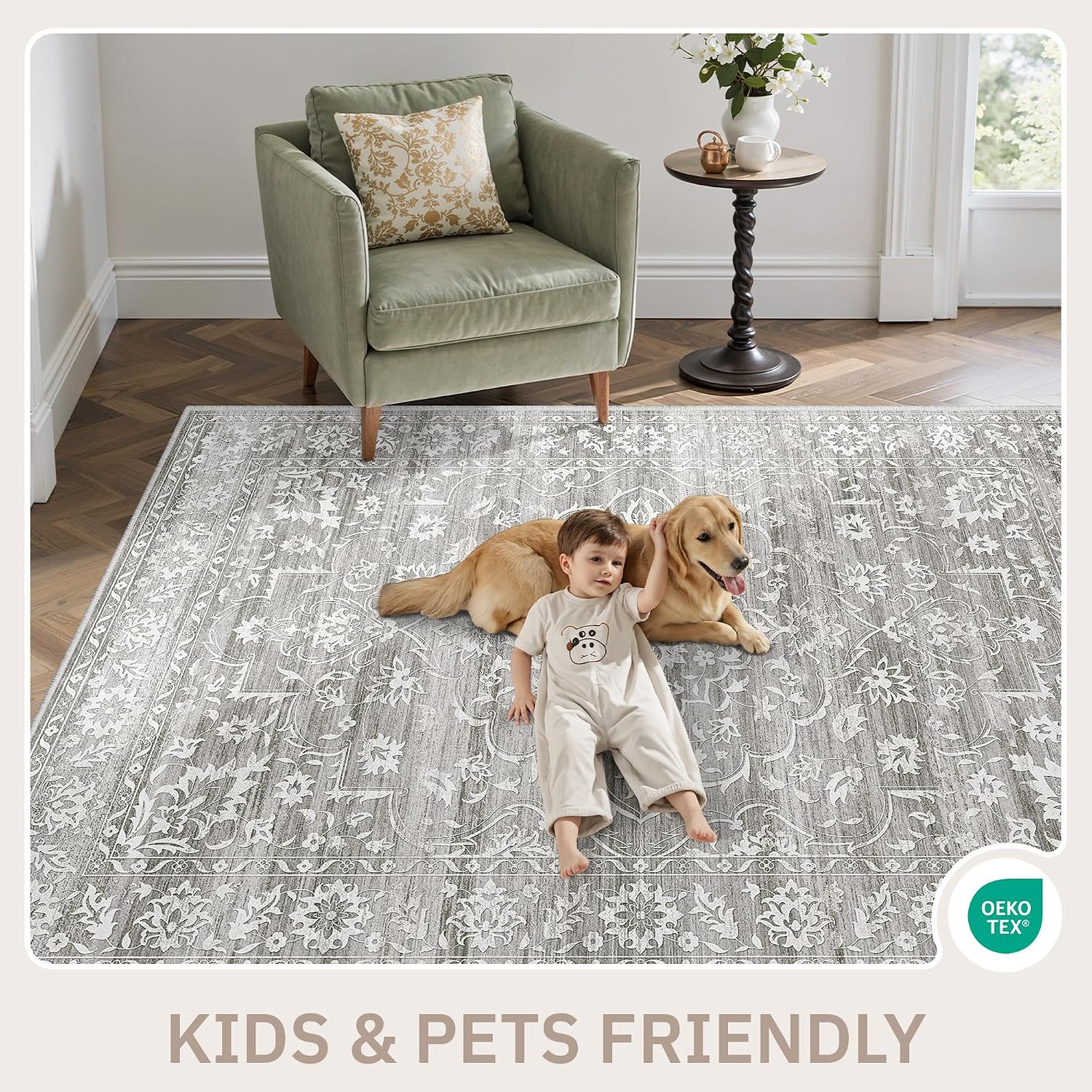 Thumbnail 5 de Soalmost 6'x9' Floral Vintage Area Rug 🧩
