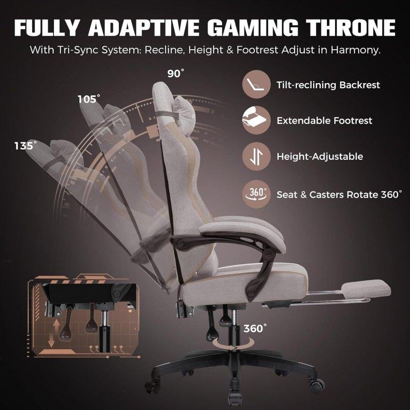 Detalle 2 de GTPLAYER Silla gaming transpirable con reposapiés y soporte ajustable