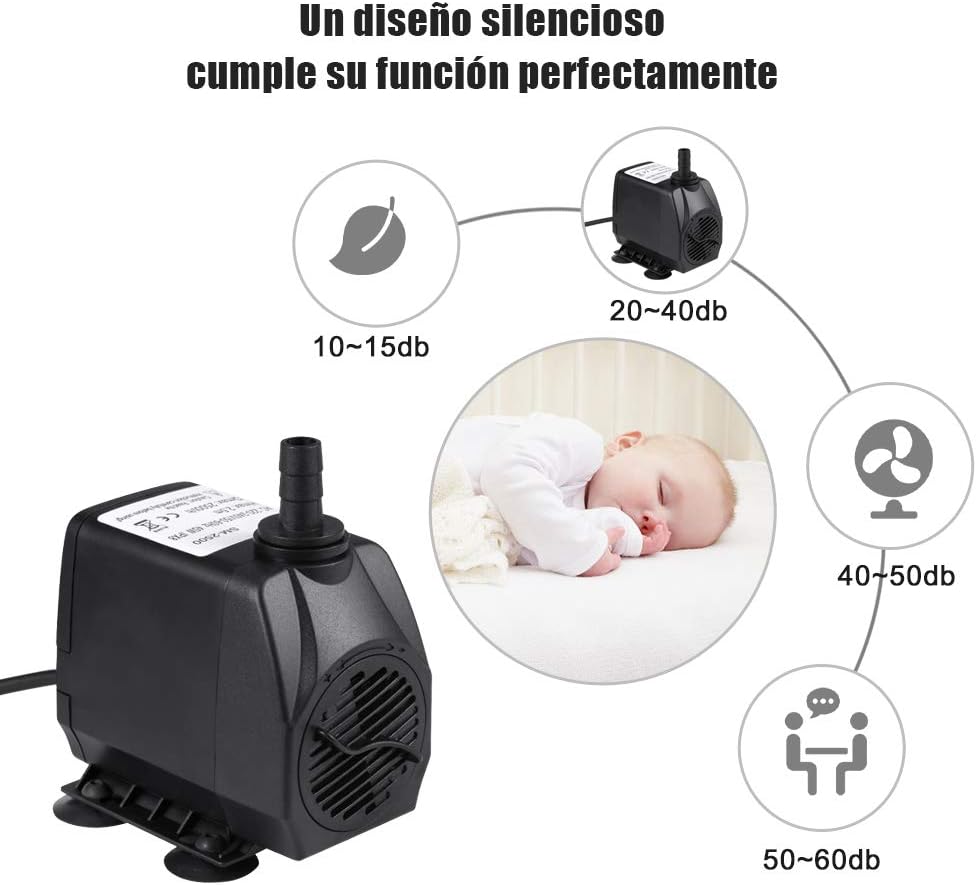 Detalle de Homvik Bomba de Agua Sumergible 2500L/H 45W