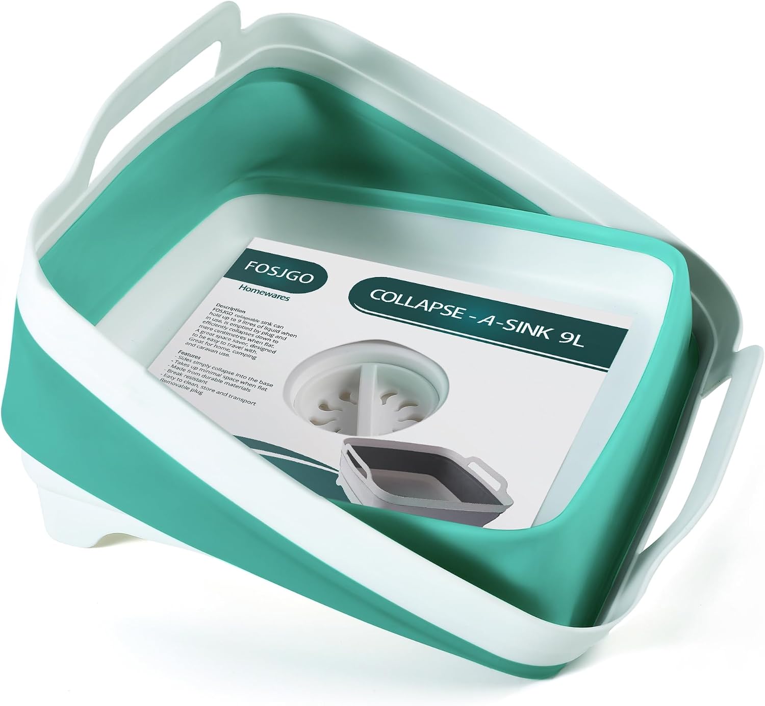 Thumbnail 2 de FOSJGO Collapsible Dish Basin, 9L with Drain Plug and Folding Design