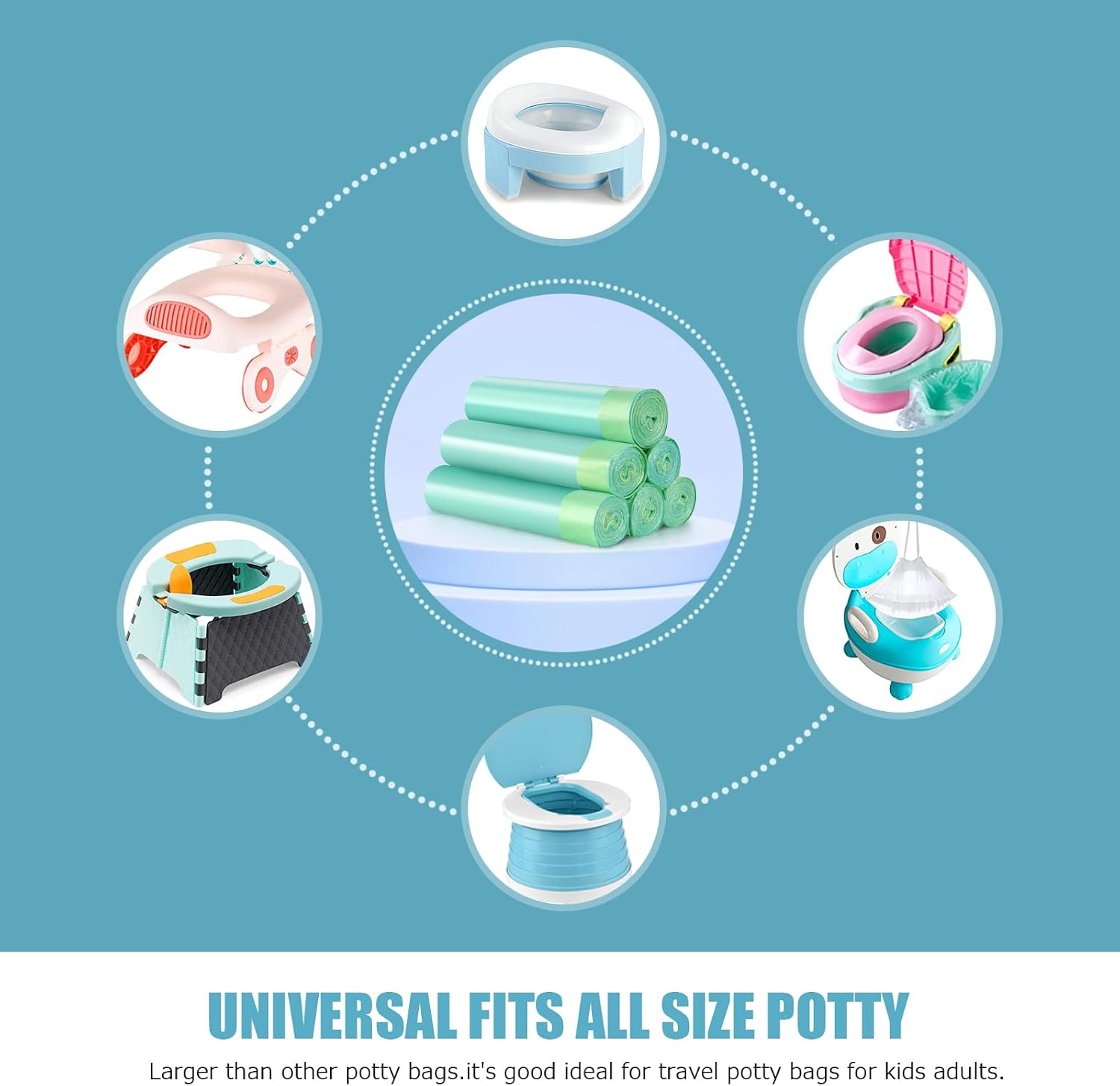 Detalle 2 de Portable Travel Potty Bags 90 PCS 45x50cm