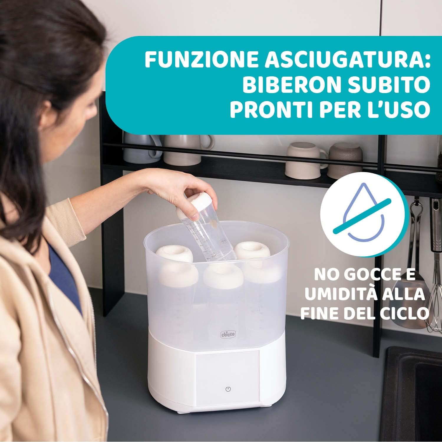 Detalle 2 de Chicco Sterilizzatore con Funzione Asciugatura: sterilizza e asciuga fino a 6 biberon da 330 ml