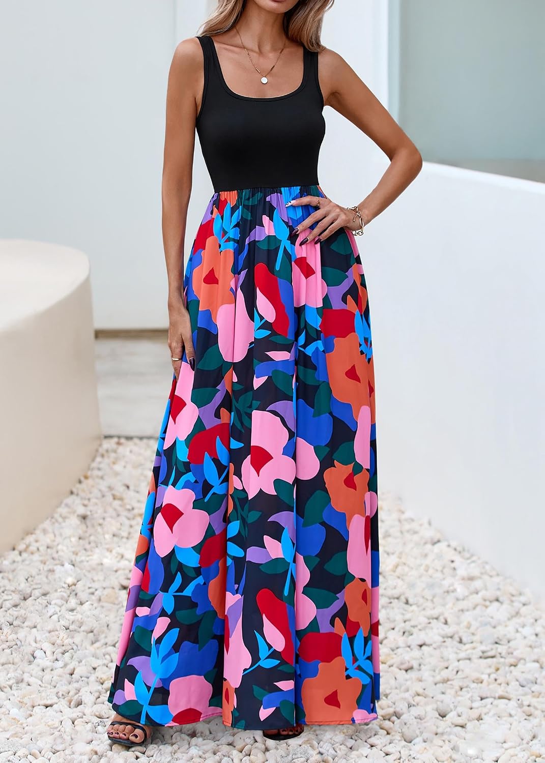 Thumbnail 2 de KIRUNDO Women Summer Sleeveless Boho Floral Maxi Dress 2026