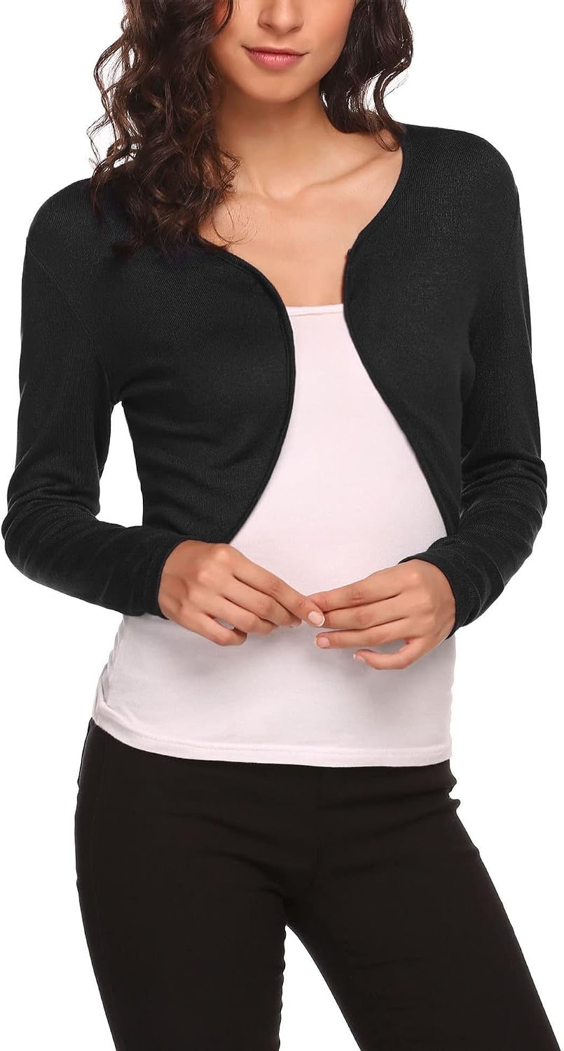 Detalle de Hotouch Damen Bolero Festlich Langarm – elegante Kurzjacke zum Kleid für Hochzeit