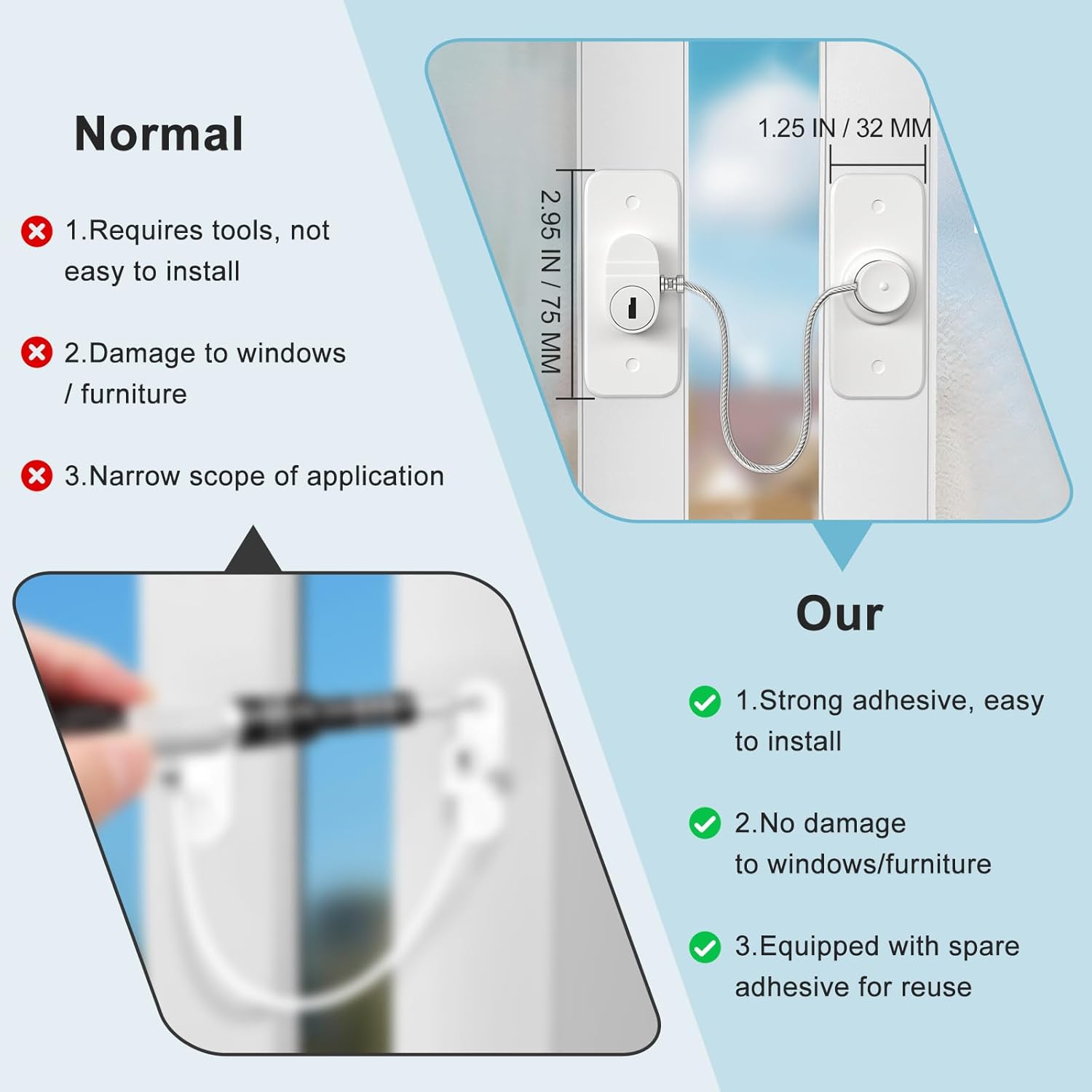 Thumbnail 5 de AOSITE Window Safety Lock 2-pack 🪟