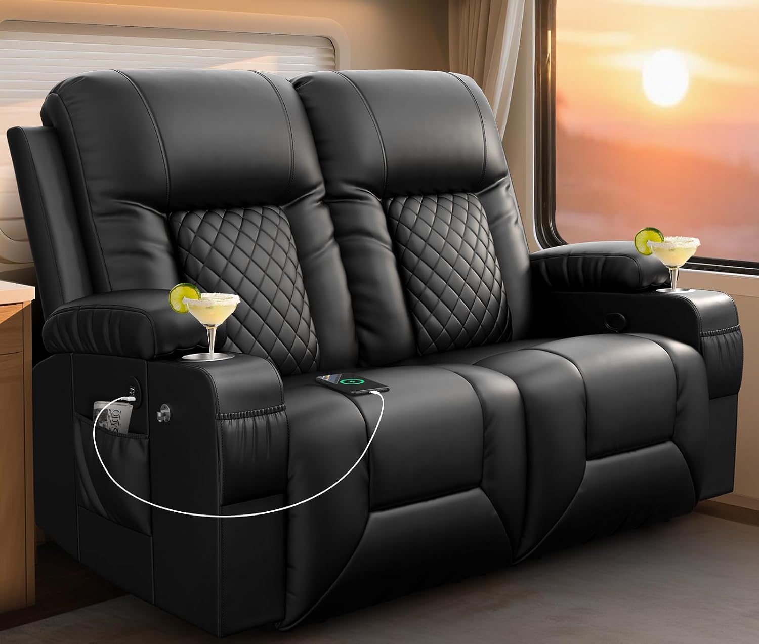 Detalle de MOSGAT RV loveseat recliner in PU leather