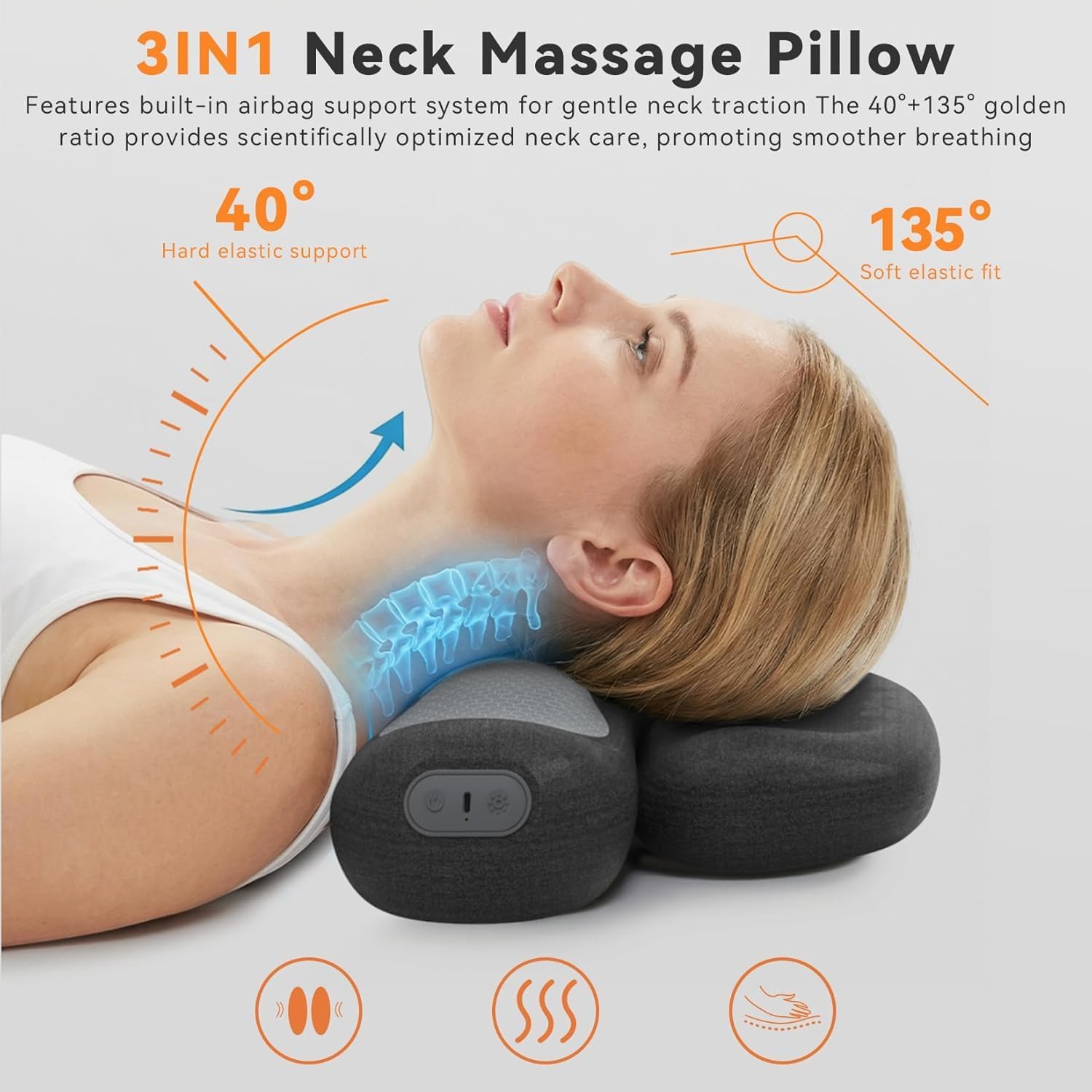 Detalle de Yunari 38520 3-in-1 Cordless Heated Neck Pillow with Memory Foam
