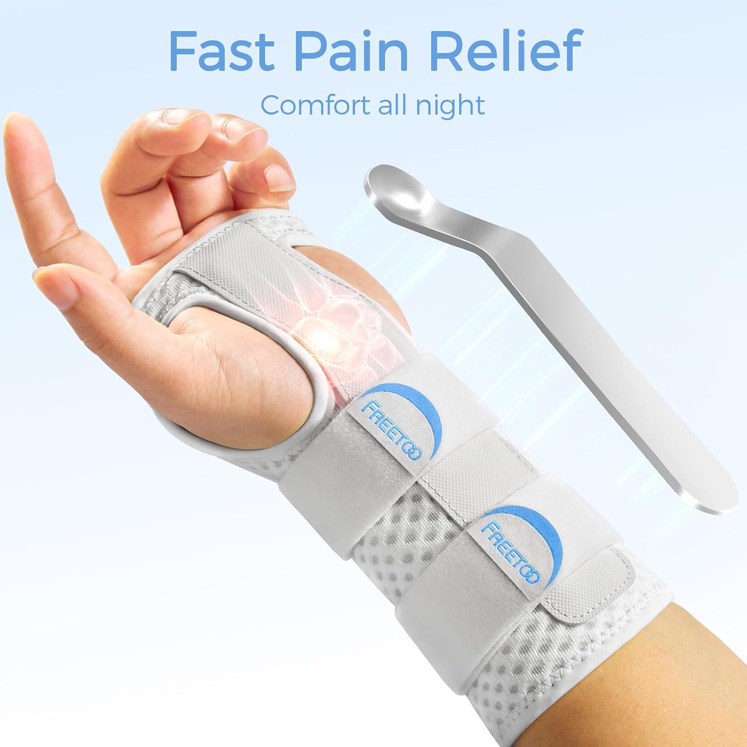 Detalle 2 de FREETOO Lightweight Carpal Tunnel Wrist Supports (Right/Left) with Removable Stays
