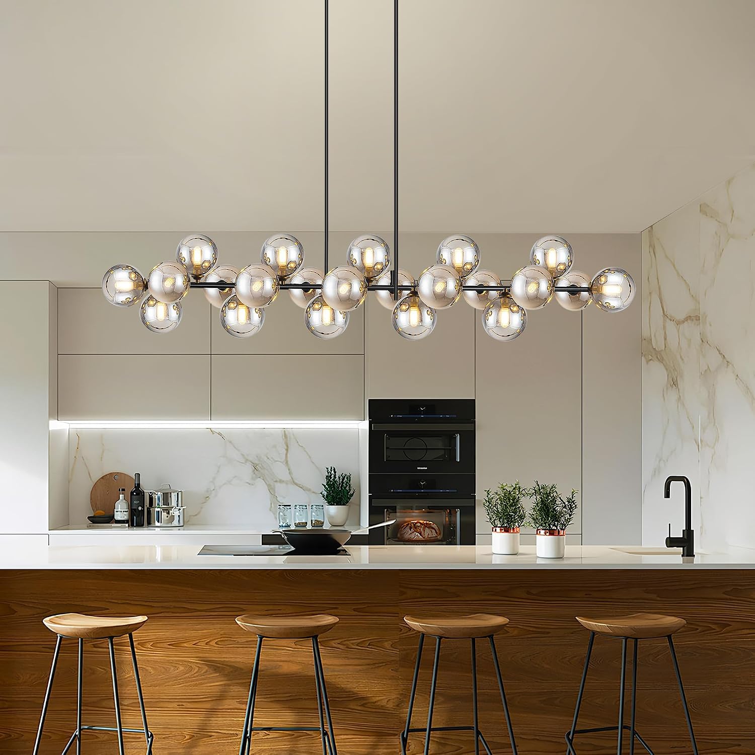 Thumbnail 6 de Modern linear chandelier, 70-inch