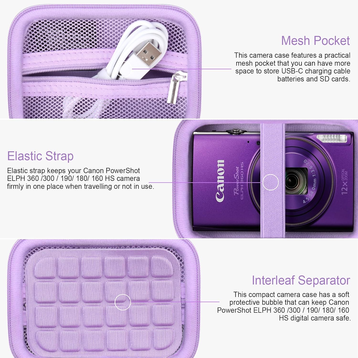 Thumbnail 3 de RAIALL Carrying Case for Canon IXUS 185/285 and Sony Cyber-shot W830 – Durable Hard Case with Mesh Pocket